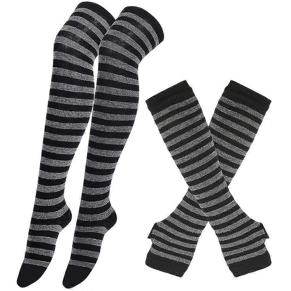 Women Knitted Fingerless Arm Sleeves Winter Costume Party Gloves - Image 1