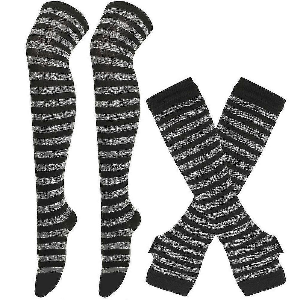 Women Knitted Fingerless Arm Sleeves Winter Costume Party Gloves - Image 2