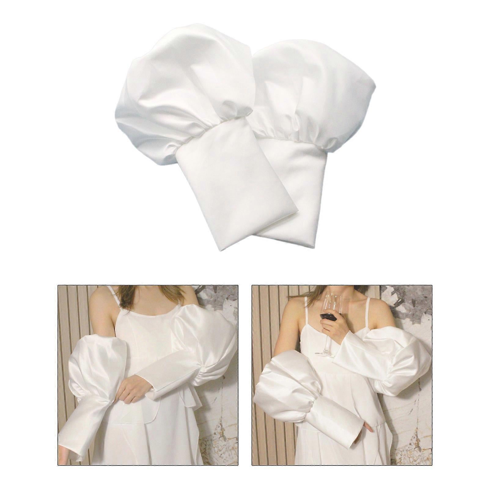 Detachable Wedding Arm Sleeves White Ruffle Bridal Gloves - Image 2