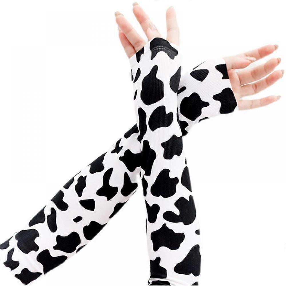 Cow Print Cooling Arm Sleeves UV Protection Long Arm Covers - Image 1