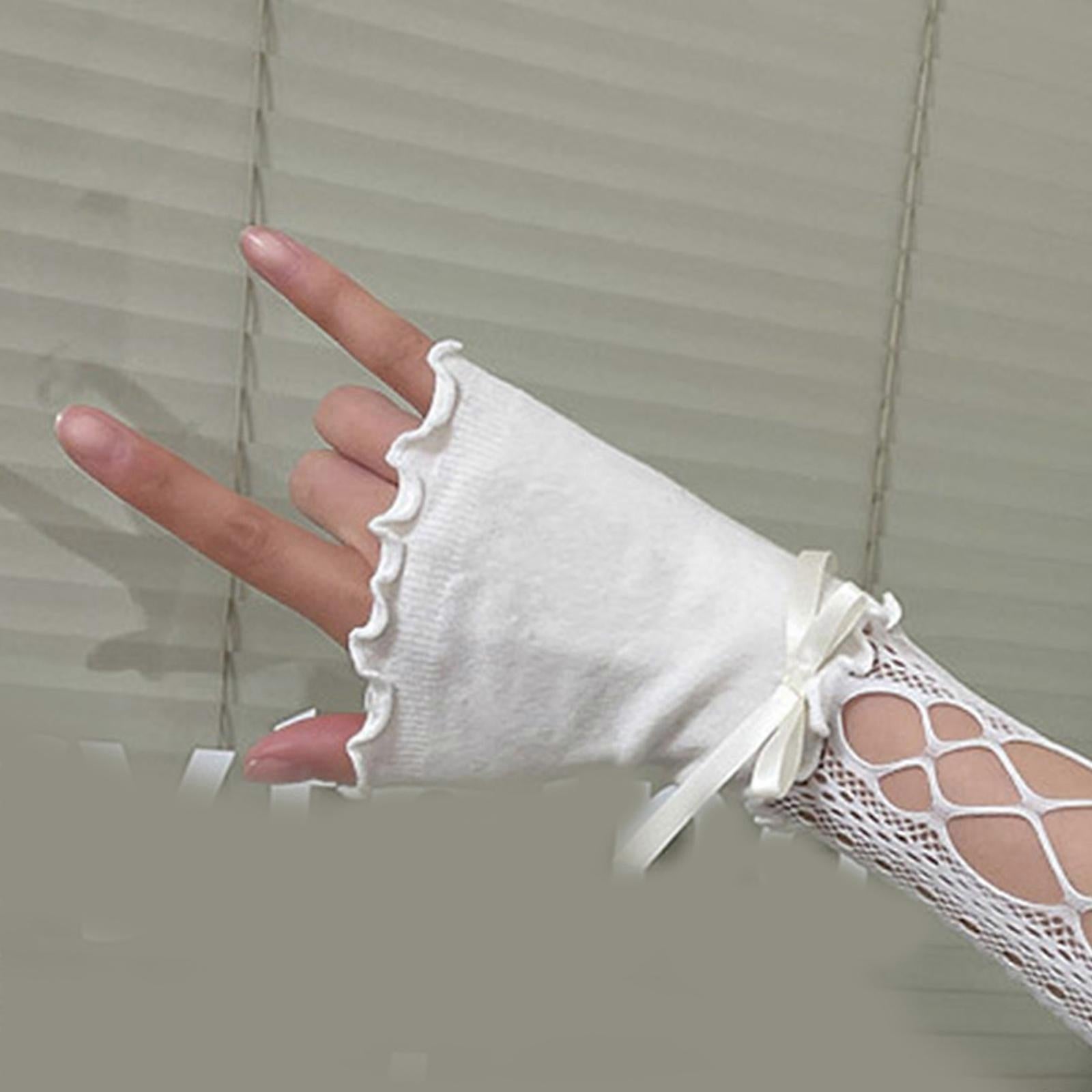 Half Finger Lace Arm Sleeves Decorative Hollow Design Black - Image 5