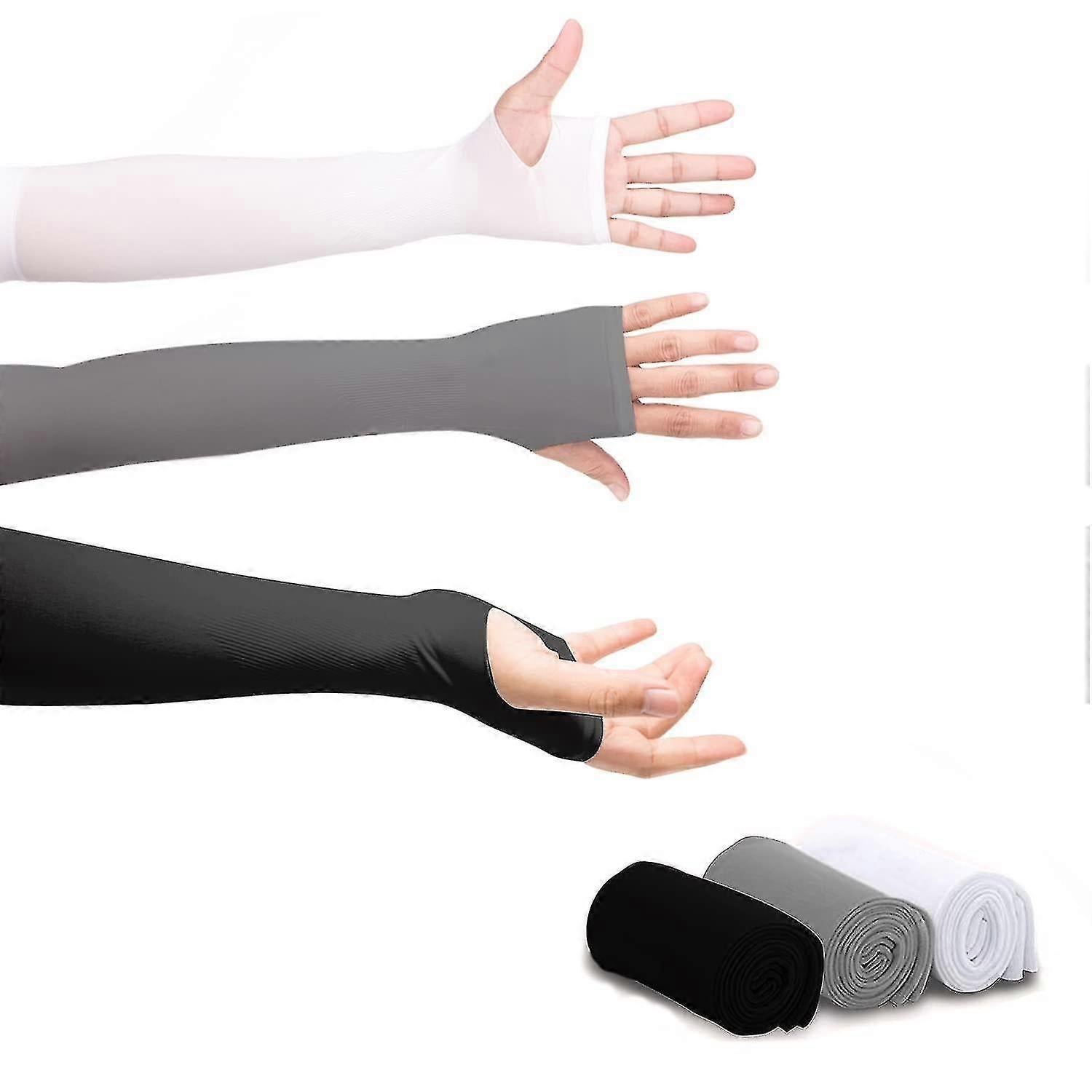 3 Pairs UV Protection Arm Sleeves for Men & Women Sun Shield - Image 1