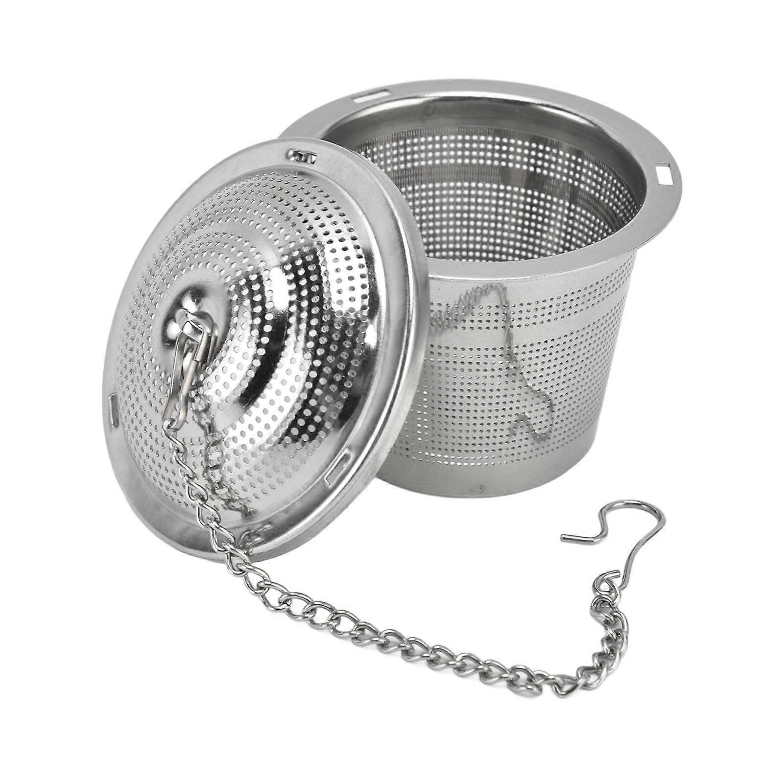 Barrel Shaped Stainless Steel Tea Strainer Infuser with Saucer 6.5cm - Image 1