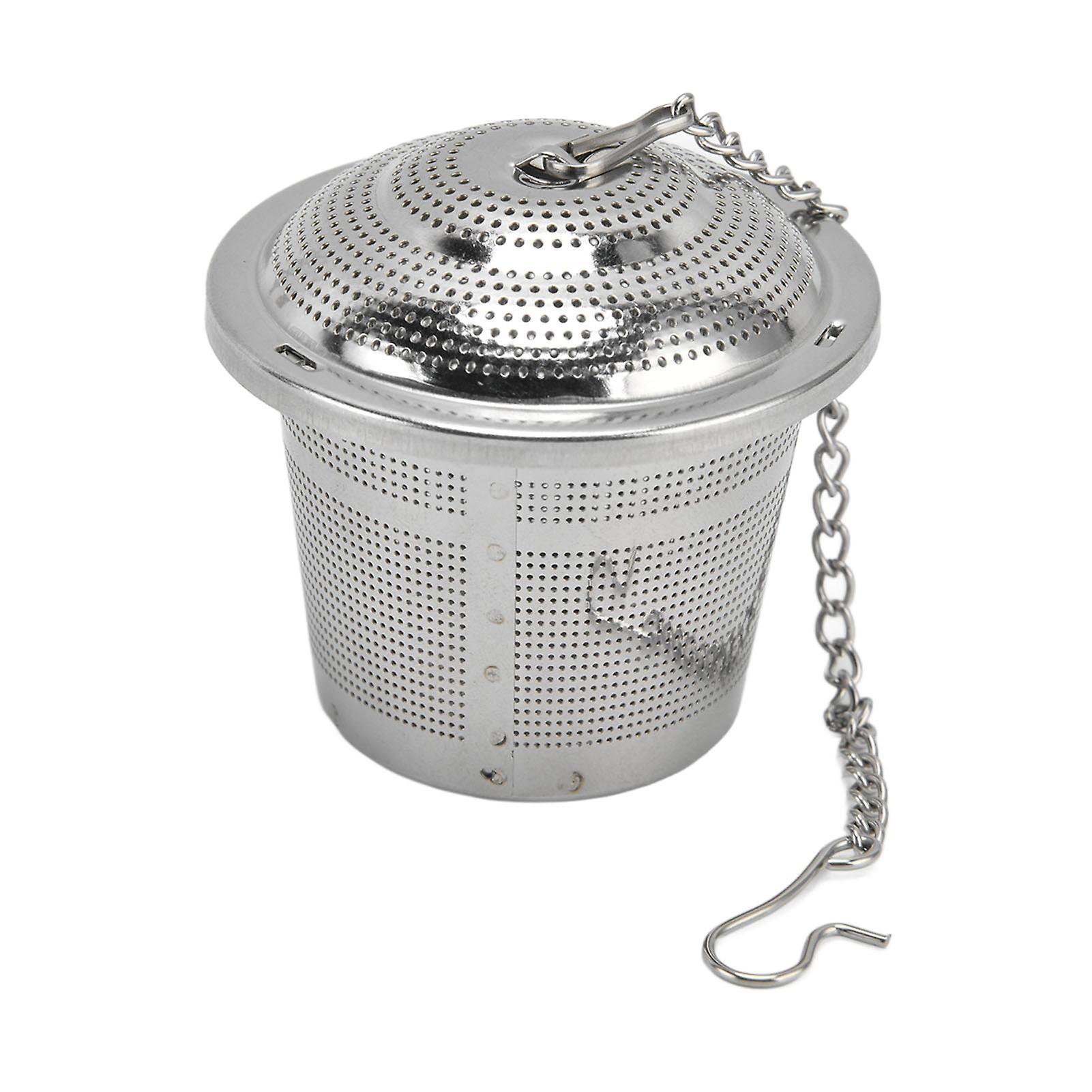 Barrel Shaped Stainless Steel Tea Strainer Infuser with Saucer 6.5cm - Image 2