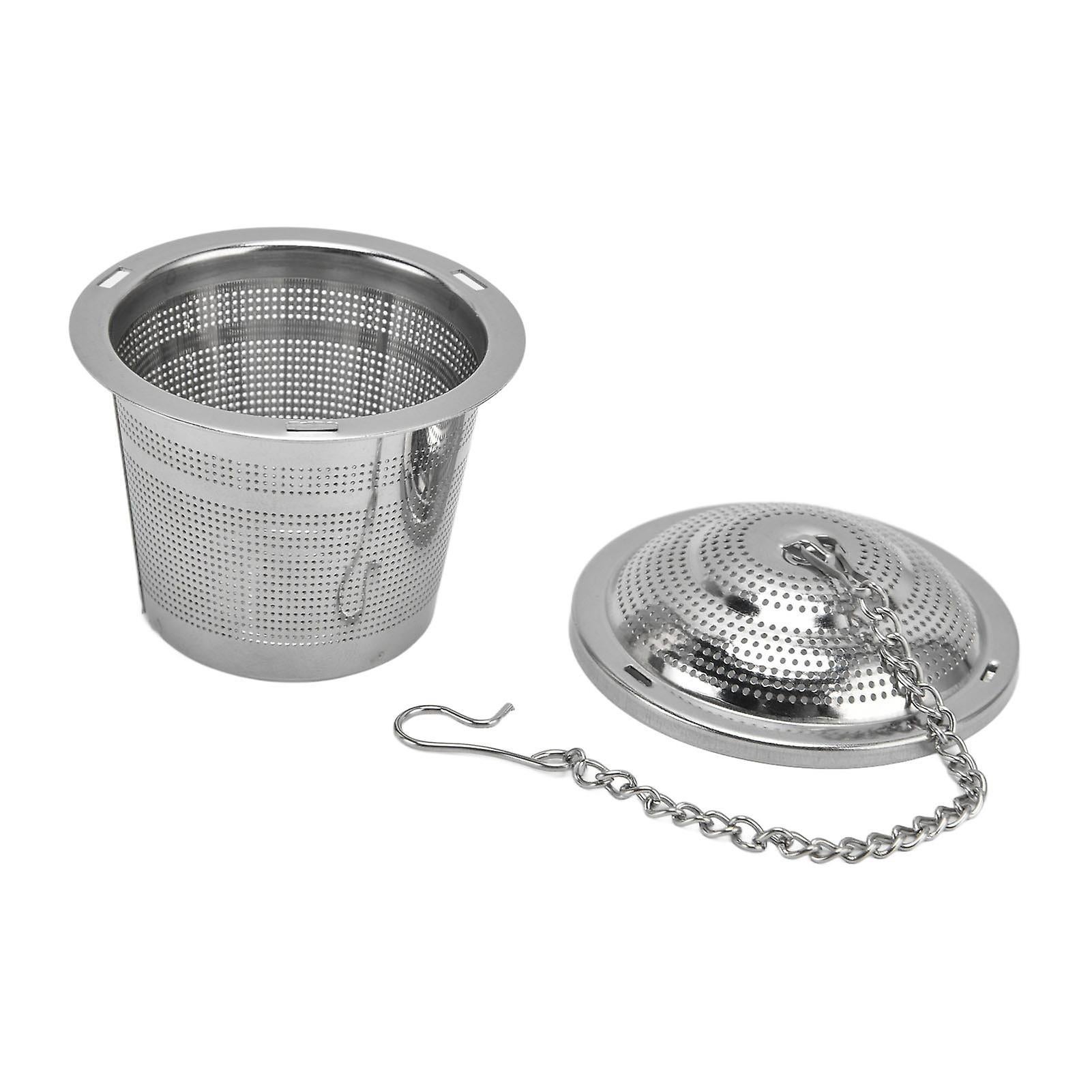 Barrel Shaped Stainless Steel Tea Strainer Infuser with Saucer 6.5cm - Image 3