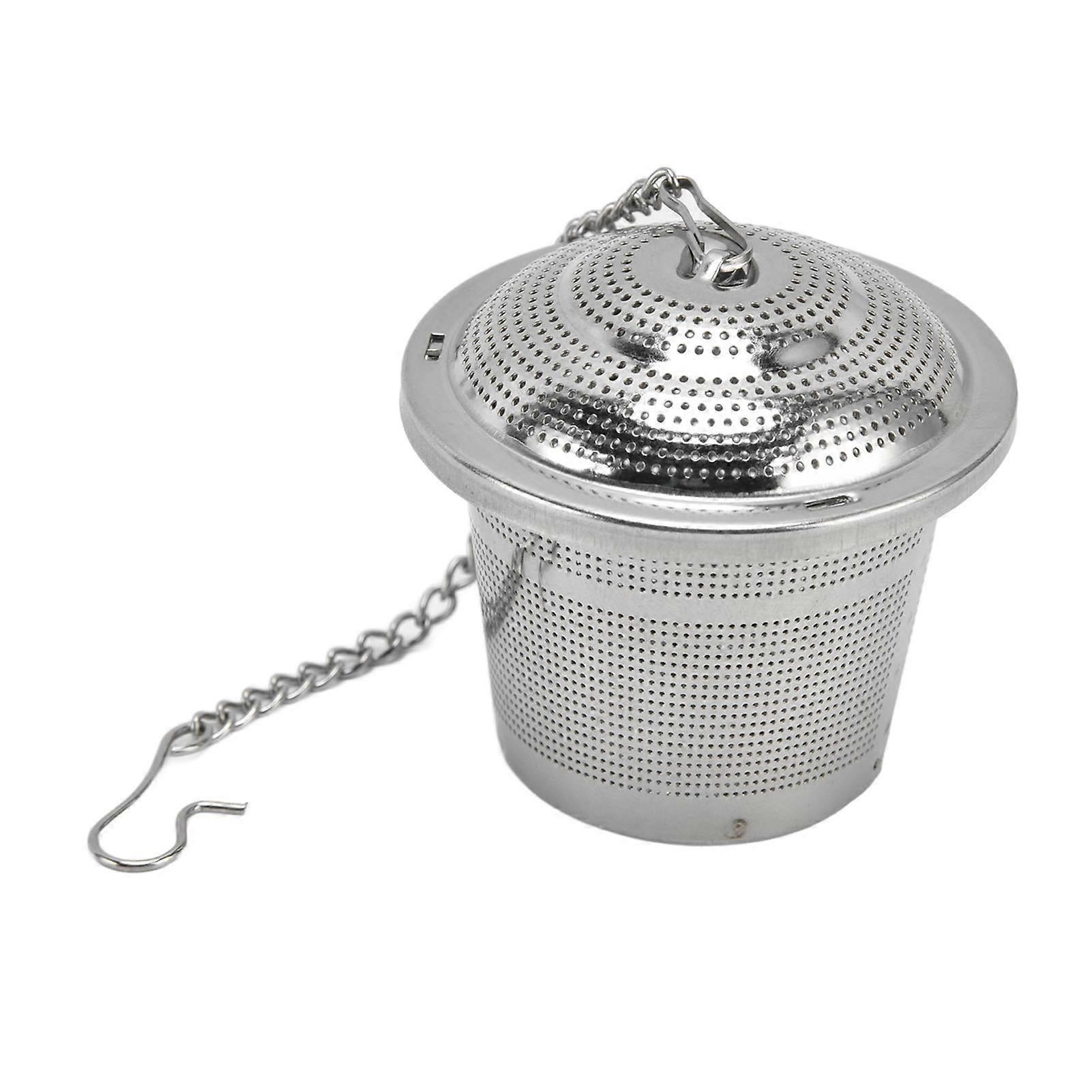 Barrel Shaped Stainless Steel Tea Strainer Infuser with Saucer 6.5cm - Image 4