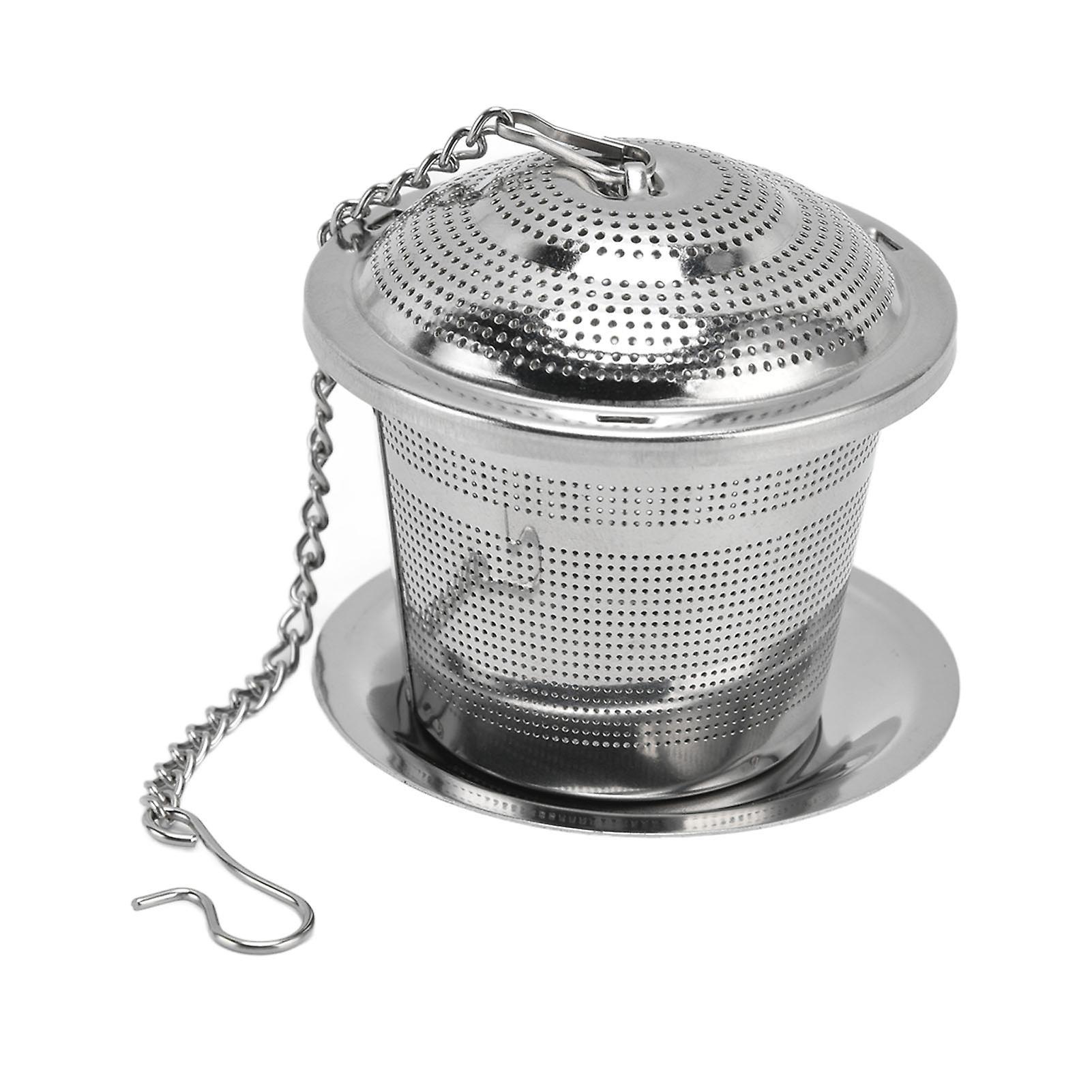 Barrel Shaped Stainless Steel Tea Strainer Infuser with Saucer 6.5cm - Image 5