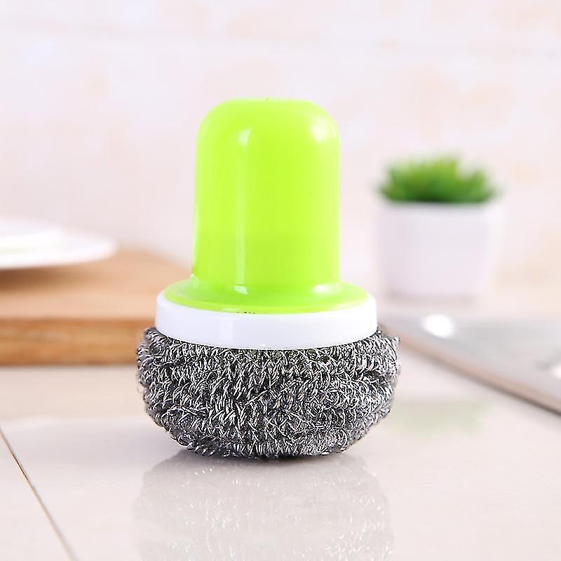 3Pcs Stainless Steel Scourer with Handle Reusable Pot Cleaning Brush Set - Image 3