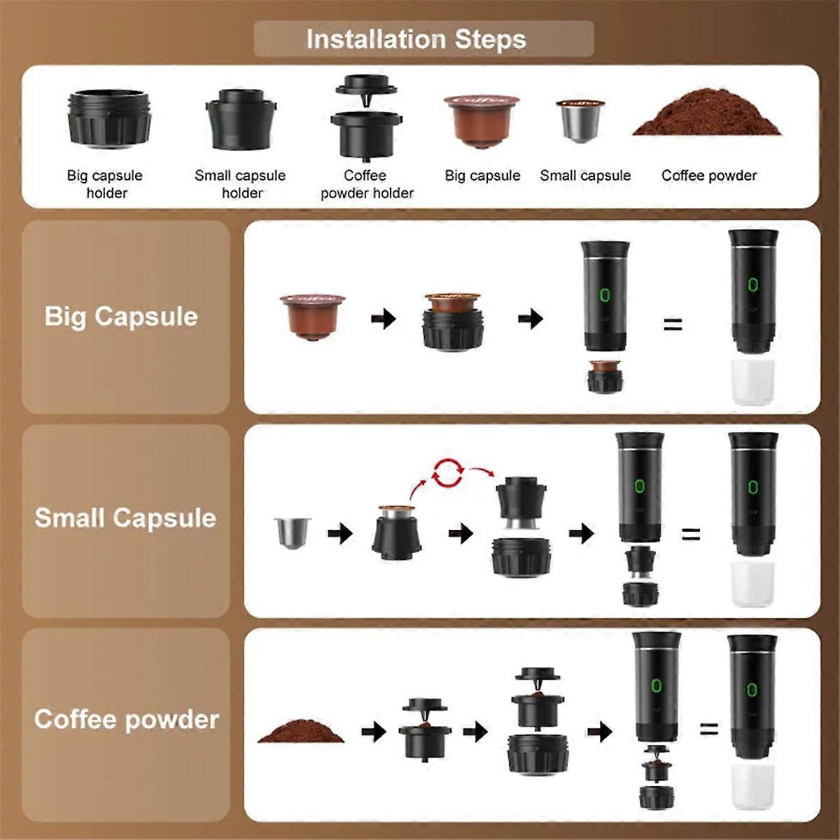 Wireless Portable Espresso Coffee Machine Capsule & Powder Travel Maker - Image 5
