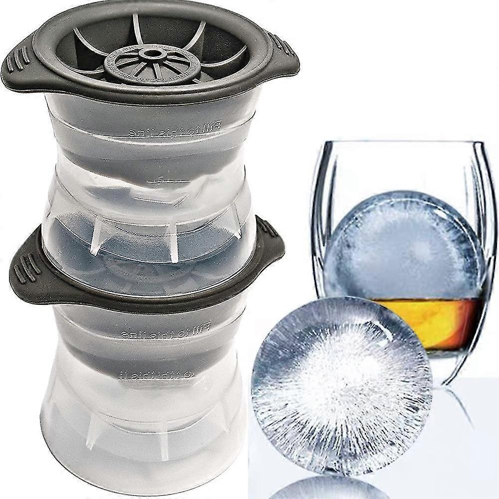 2Pcs Sphere Ice Cube Molds Large Silicone Ice Ball Maker Round Tray Set - Image 1