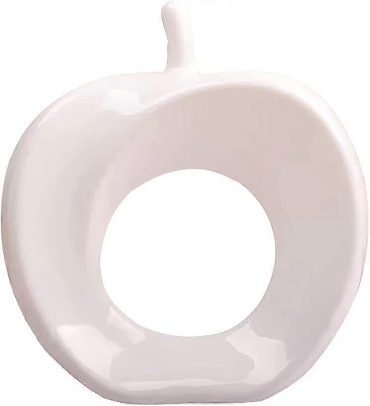 White Ceramic Apple Decoration Modern Apple Statue Home Bookshelf Accent - Image 1