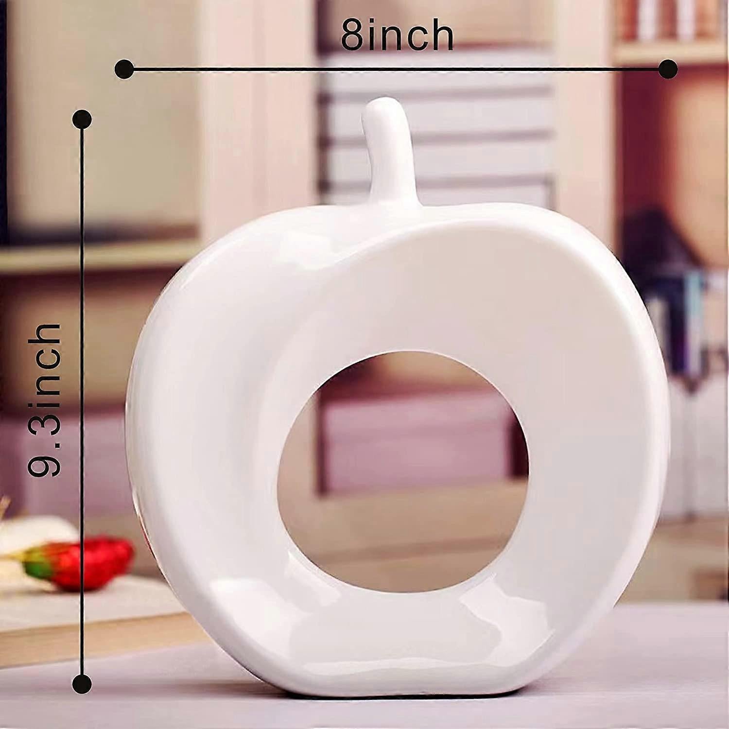 White Ceramic Apple Decoration Modern Apple Statue Home Bookshelf Accent - Image 2