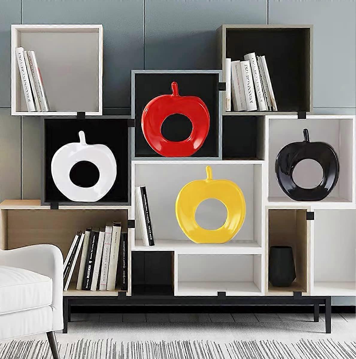 White Ceramic Apple Decoration Modern Apple Statue Home Bookshelf Accent - Image 4