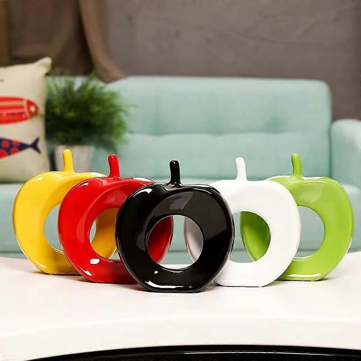 White Ceramic Apple Decoration Modern Apple Statue Home Bookshelf Accent - Image 5