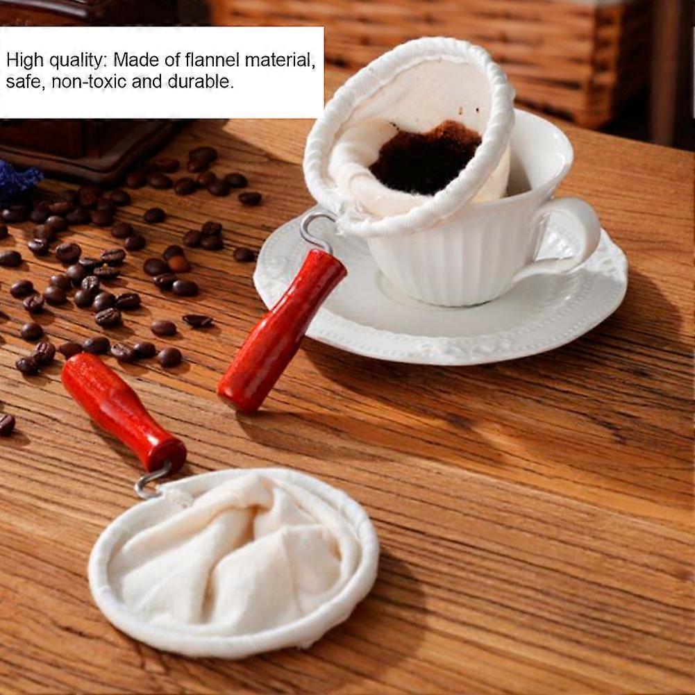 Cloth Coffee Filter Dripper Cotton Flannel with Wooden Handle 85mm - Image 5