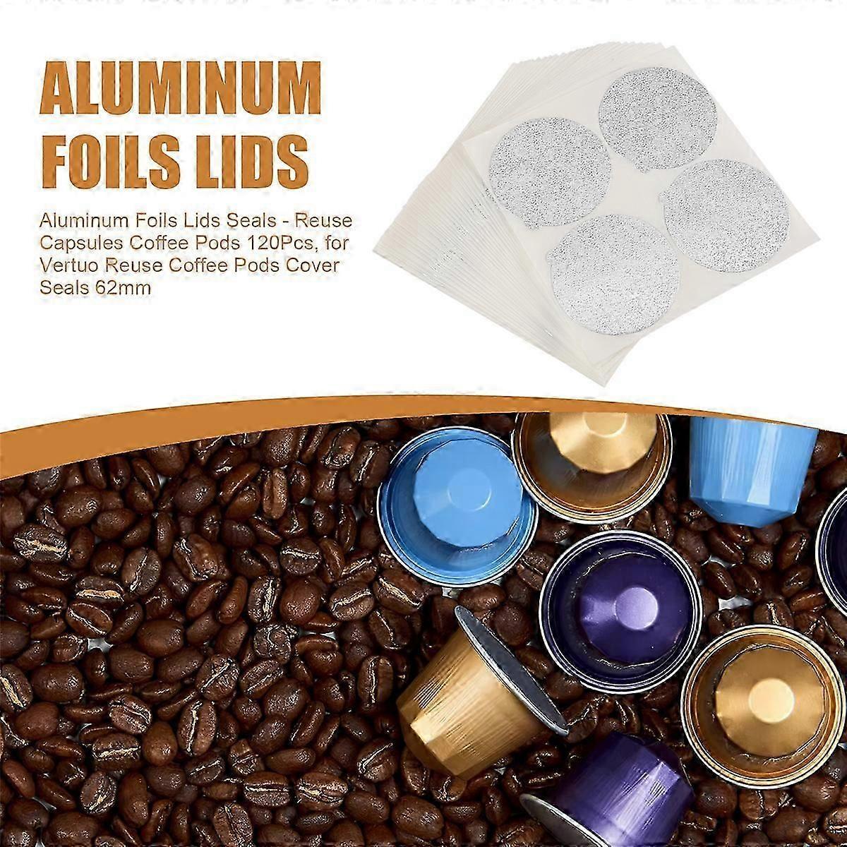 100Pcs Aluminum Foil Lids Seals for Reuse Vertuo Coffee Capsules Pods - Image 4