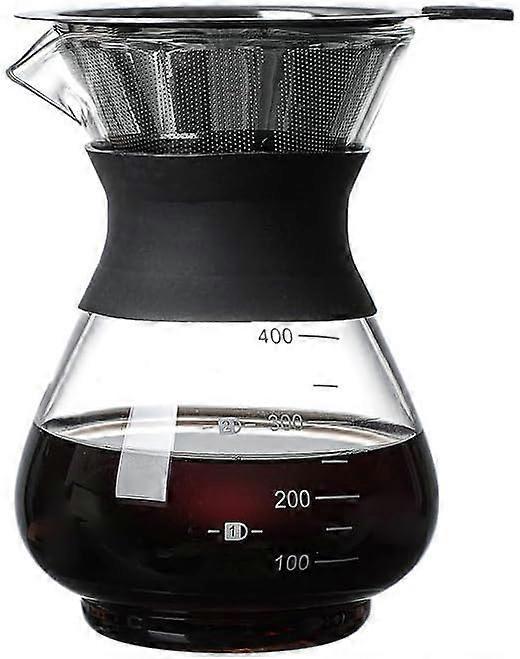 400ml Inverted Glass Coffee Maker with Stainless Steel Filter Manual Dripper - Image 1