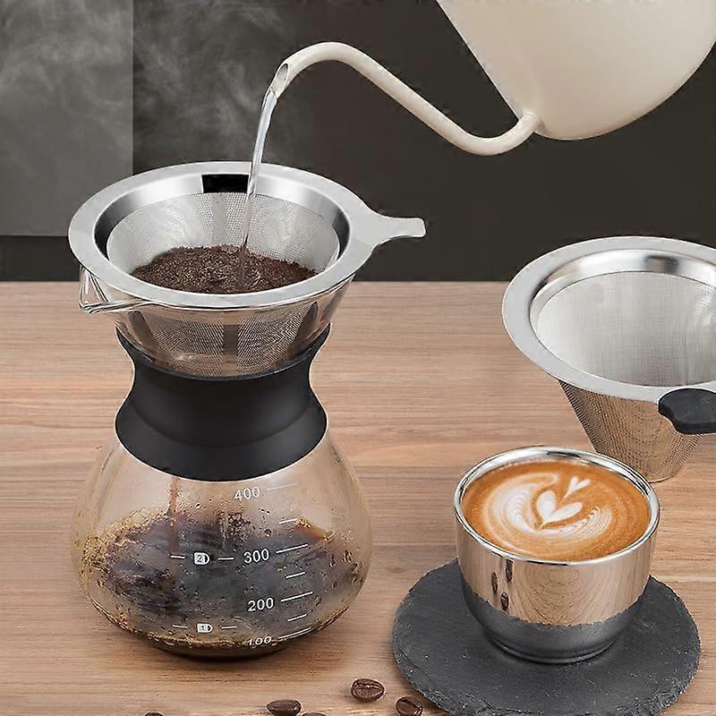 400ml Inverted Glass Coffee Maker with Stainless Steel Filter Manual Dripper - Image 2