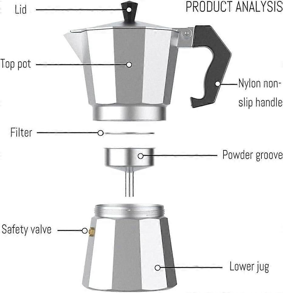 Italian Moka Pot Coffee Maker 6 Cup Classic Espresso Stovetop Coffee Maker - Image 4