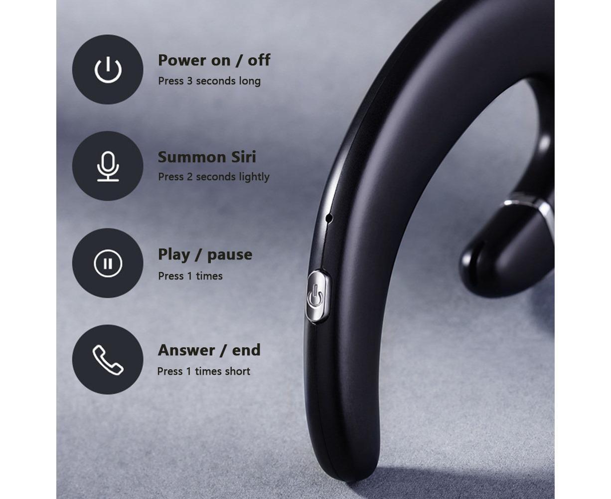 Ear Hook Wireless Headphones - Non Ear Plug - Single Ear Noise Cancelling Headset with Mic - Image 5