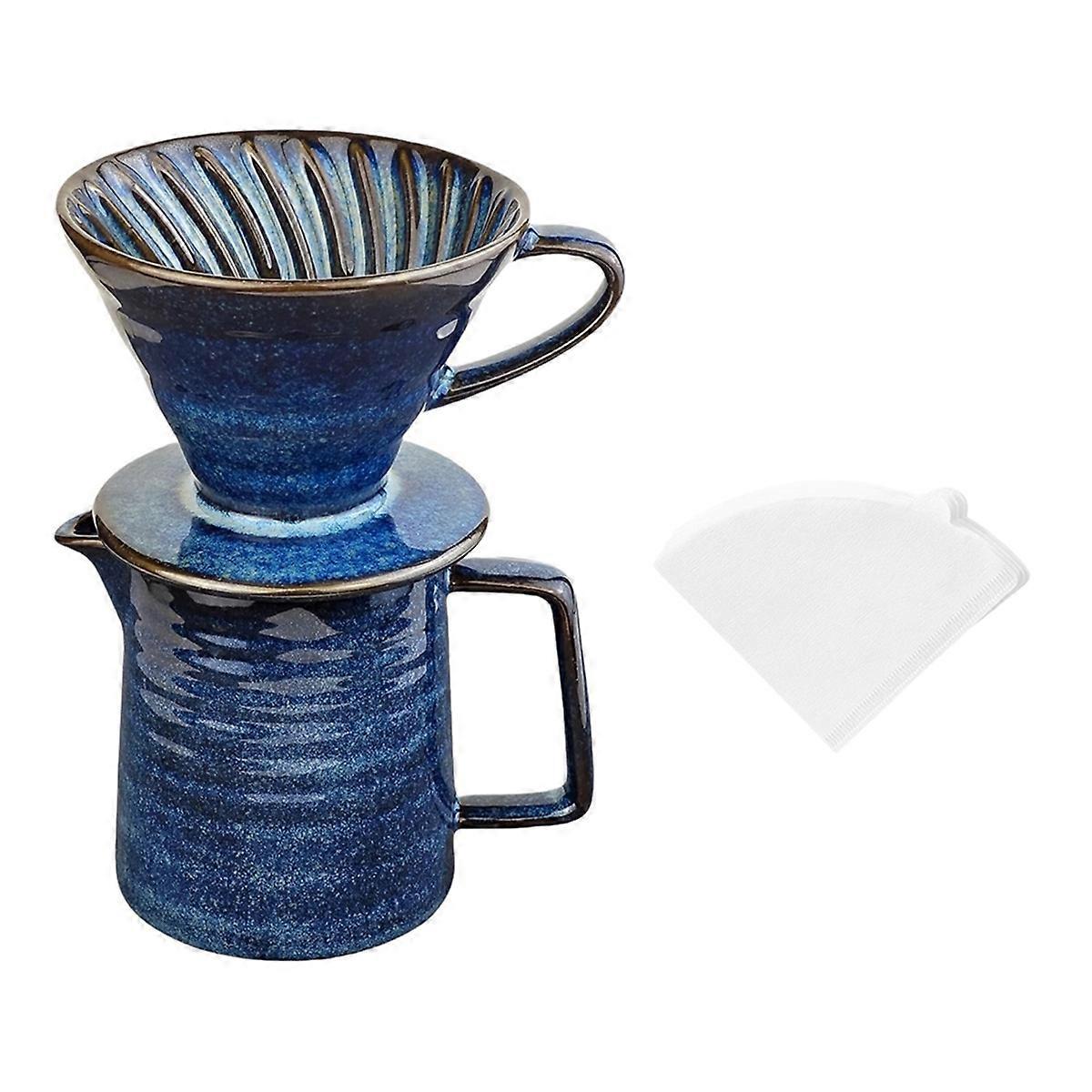 Pour Over Coffee Maker Ceramic Coffee Pot with 40 Paper Filters - Image 1