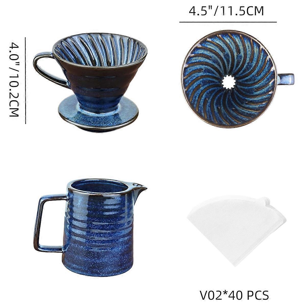 Pour Over Coffee Maker Ceramic Coffee Pot with 40 Paper Filters - Image 2