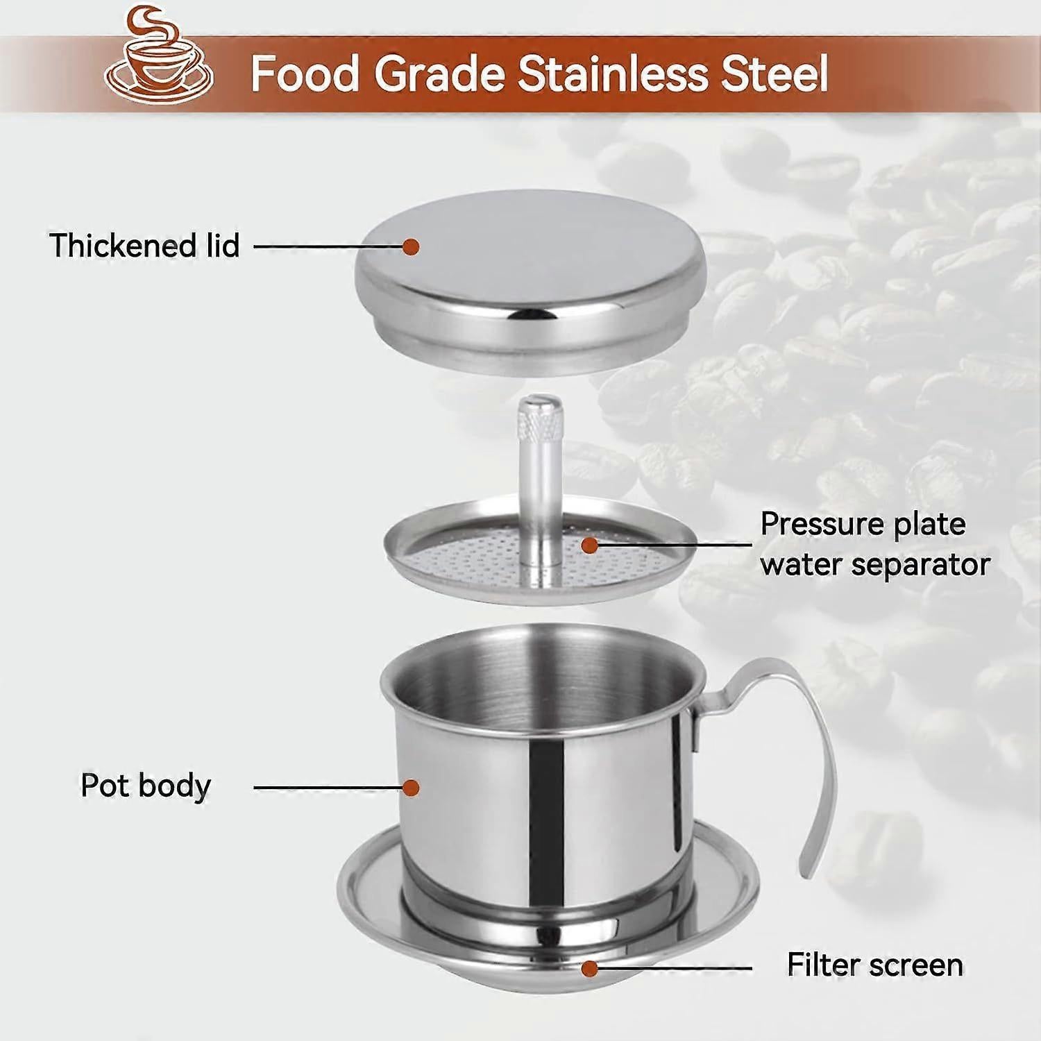 Vietnamese Coffee Filter Stainless Steel Single Drip Coffee Maker Brewer - Image 2