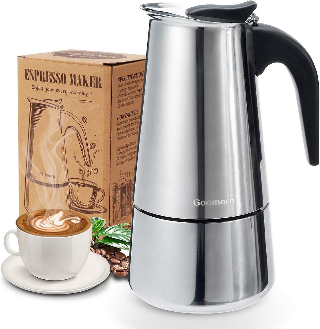 Stainless Steel Italian Moka Pot 300ml Espresso Maker Induction Compatible - Image 1