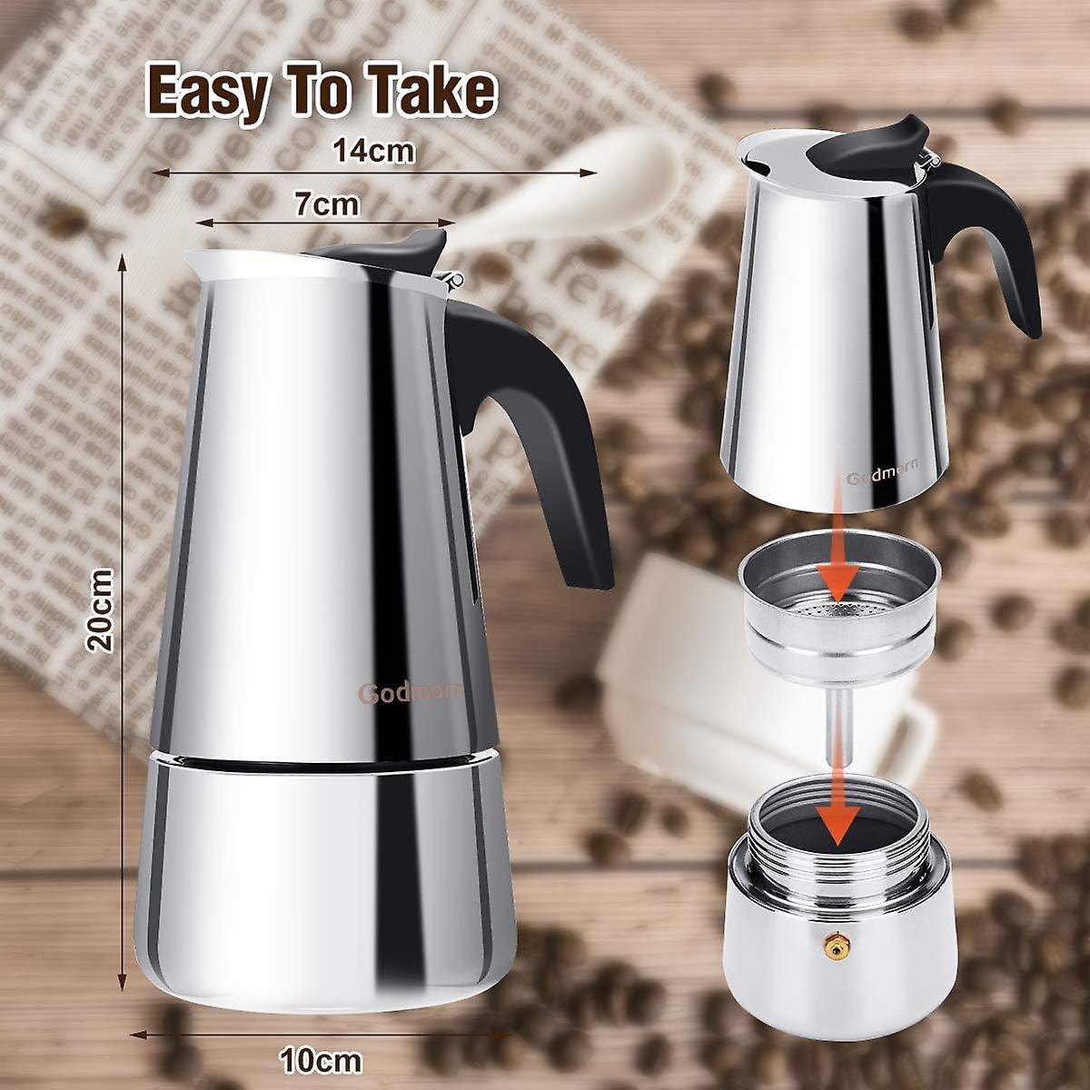 Stainless Steel Italian Moka Pot 300ml Espresso Maker Induction Compatible - Image 4