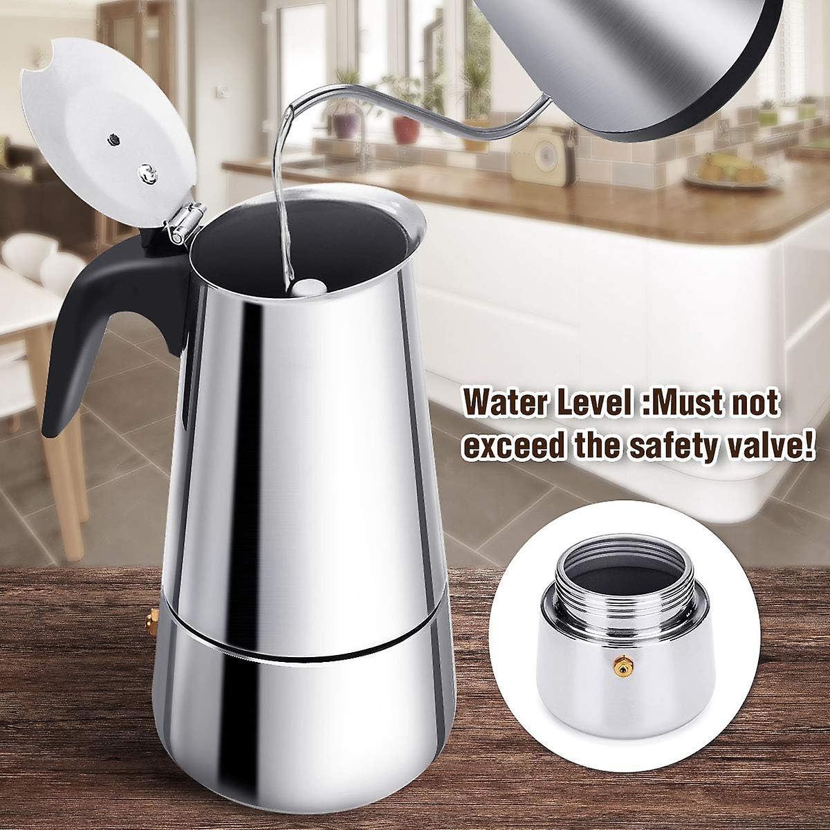 Stainless Steel Italian Moka Pot 300ml Espresso Maker Induction Compatible - Image 5