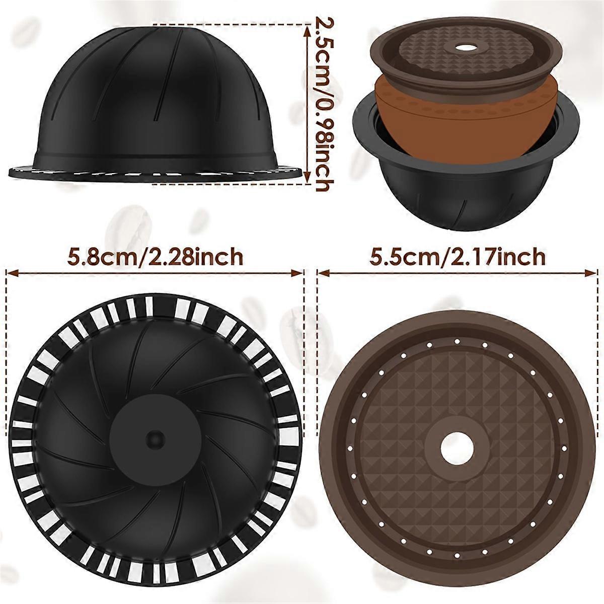 5Pcs Reusable Vertuo Coffee Pods with 2 Silicone Lids Spoon and Cleaning Brush - Image 3
