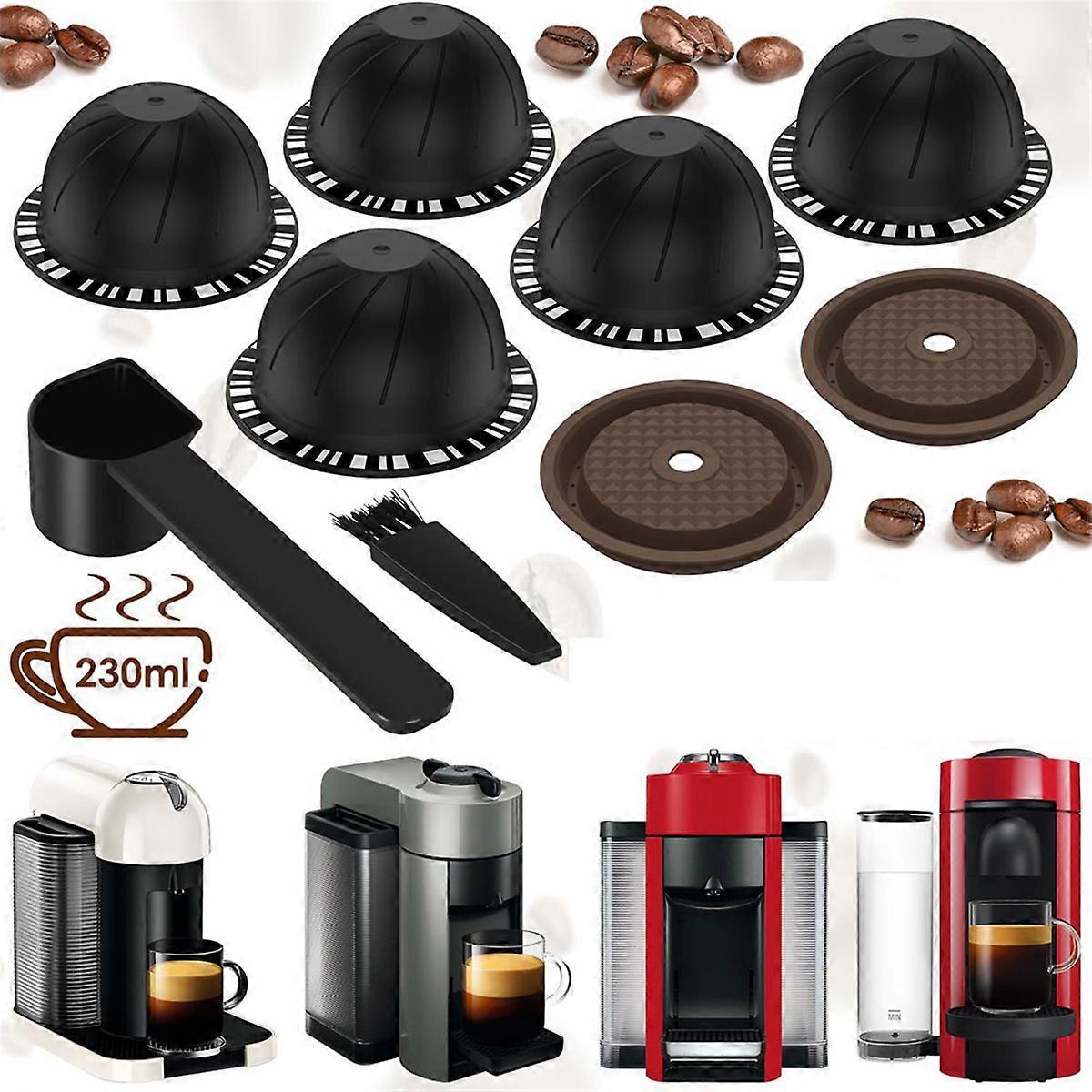5Pcs Reusable Vertuo Coffee Pods with 2 Silicone Lids Spoon and Cleaning Brush - Image 4