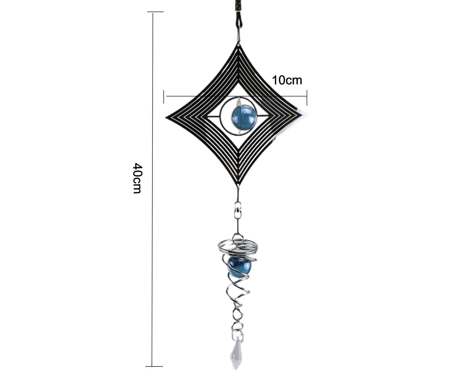 Square Rhombus Rotating Metal Spiral Tail Ball Wind Chime Pendant Home Decor- A - Image 6
