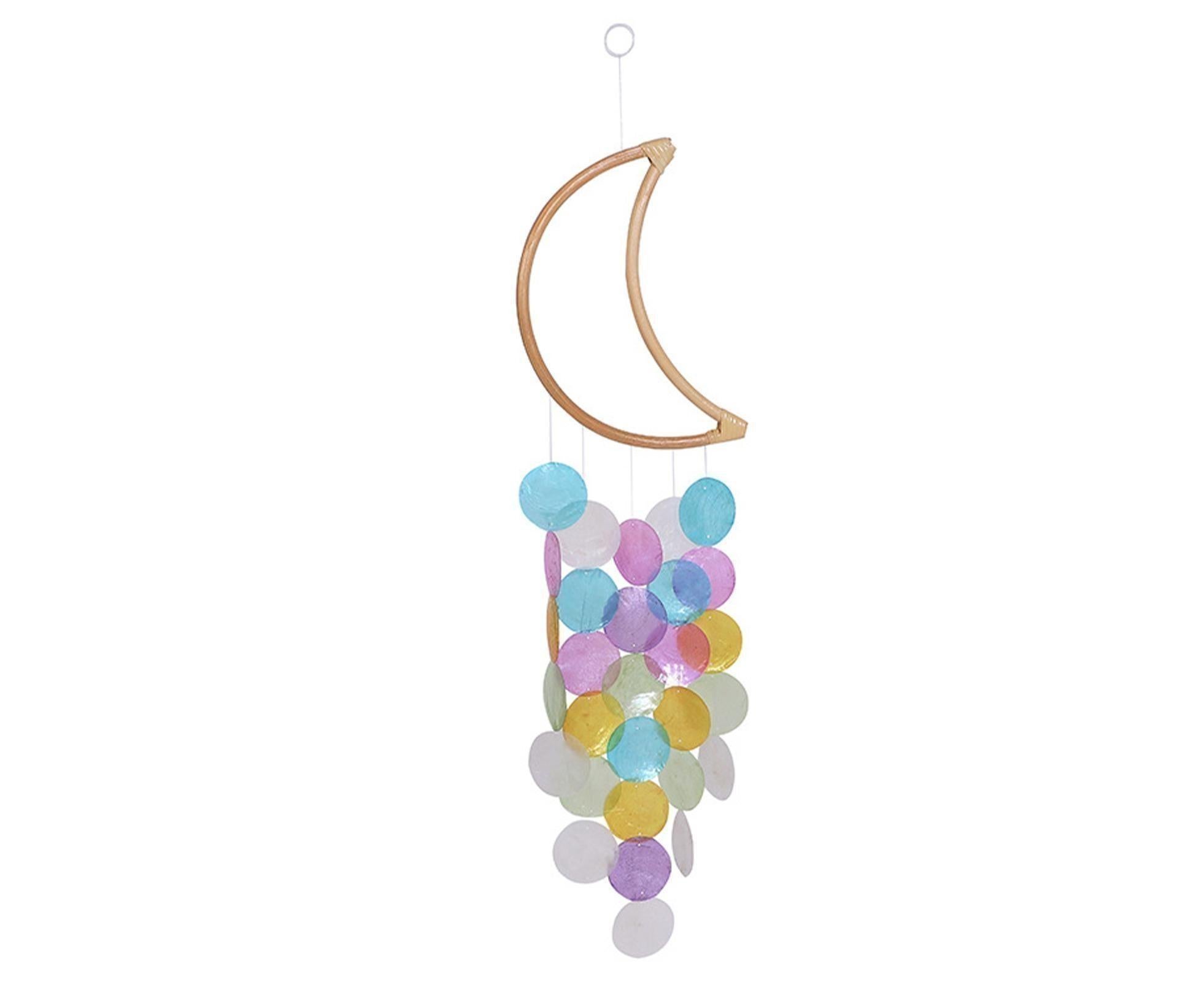 Wooden Moon Shape Wind Chime-Multicolor - Image 1