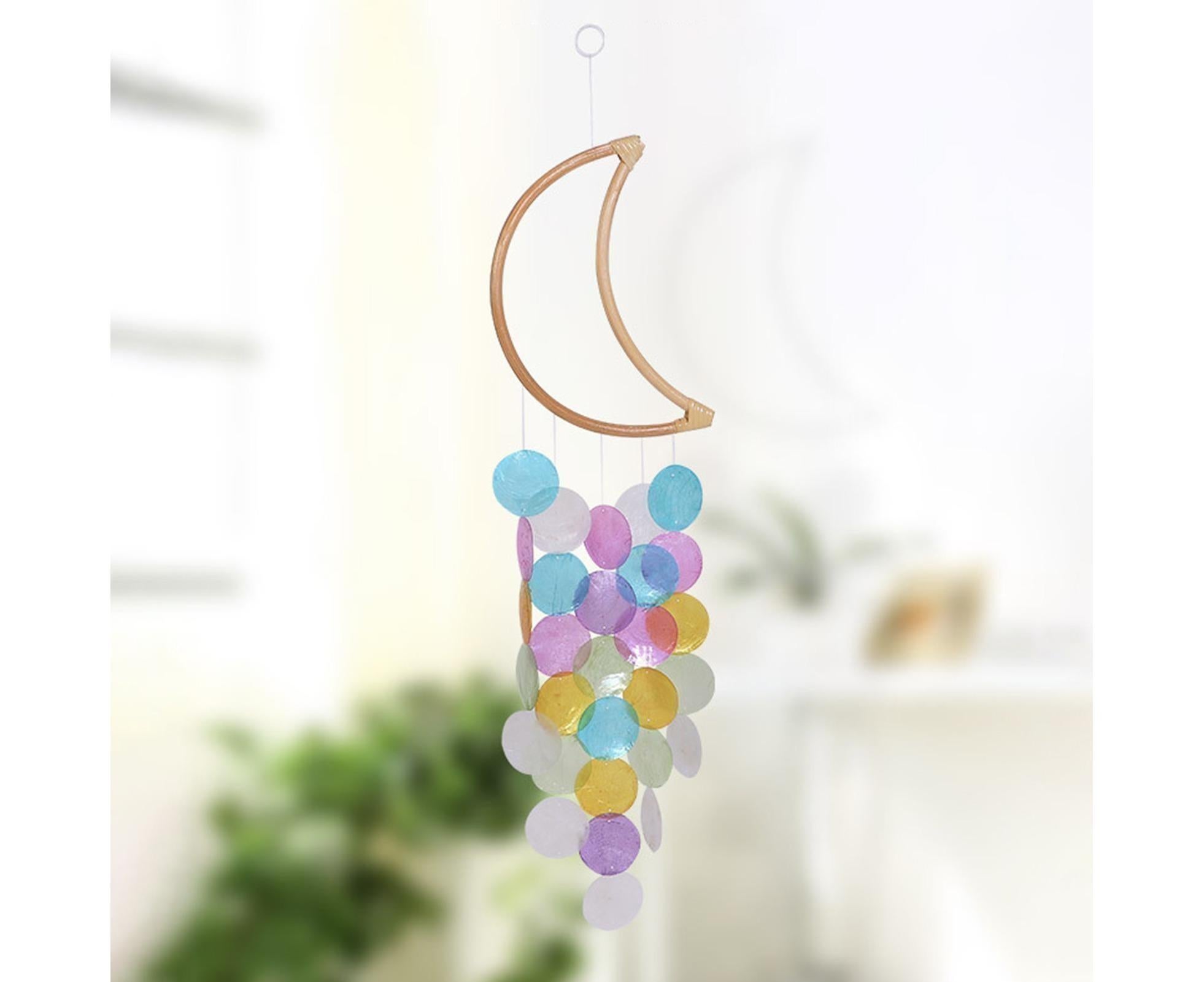 Wooden Moon Shape Wind Chime-Multicolor - Image 2