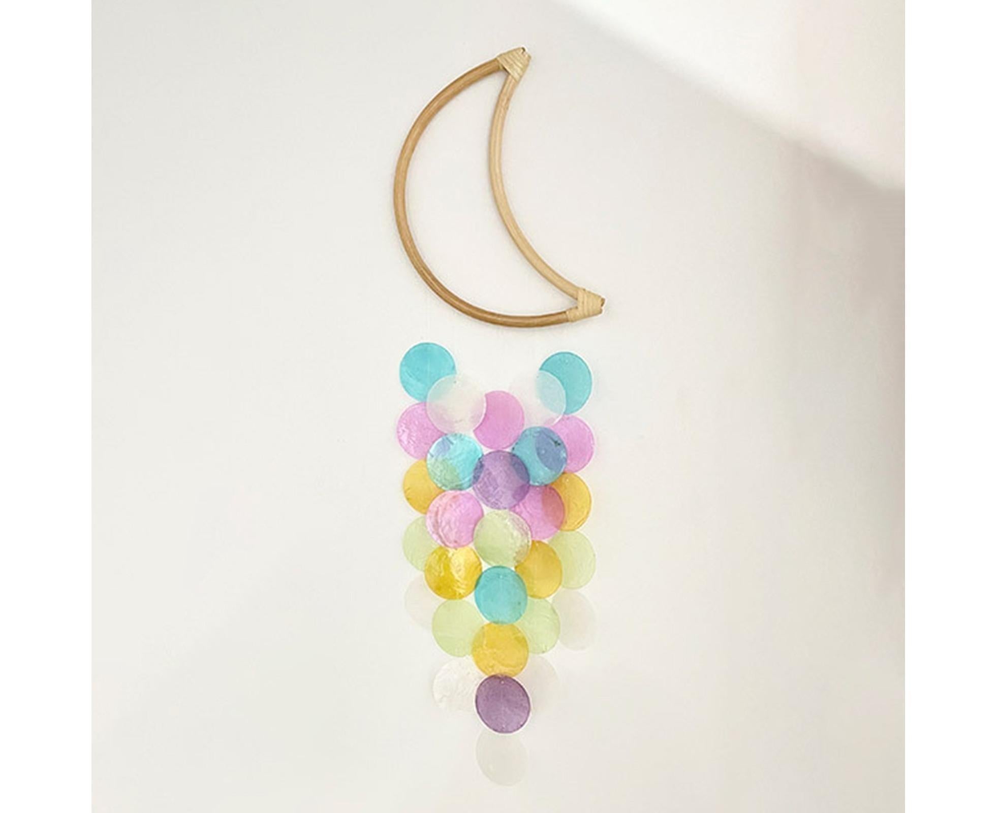 Wooden Moon Shape Wind Chime-Multicolor - Image 3