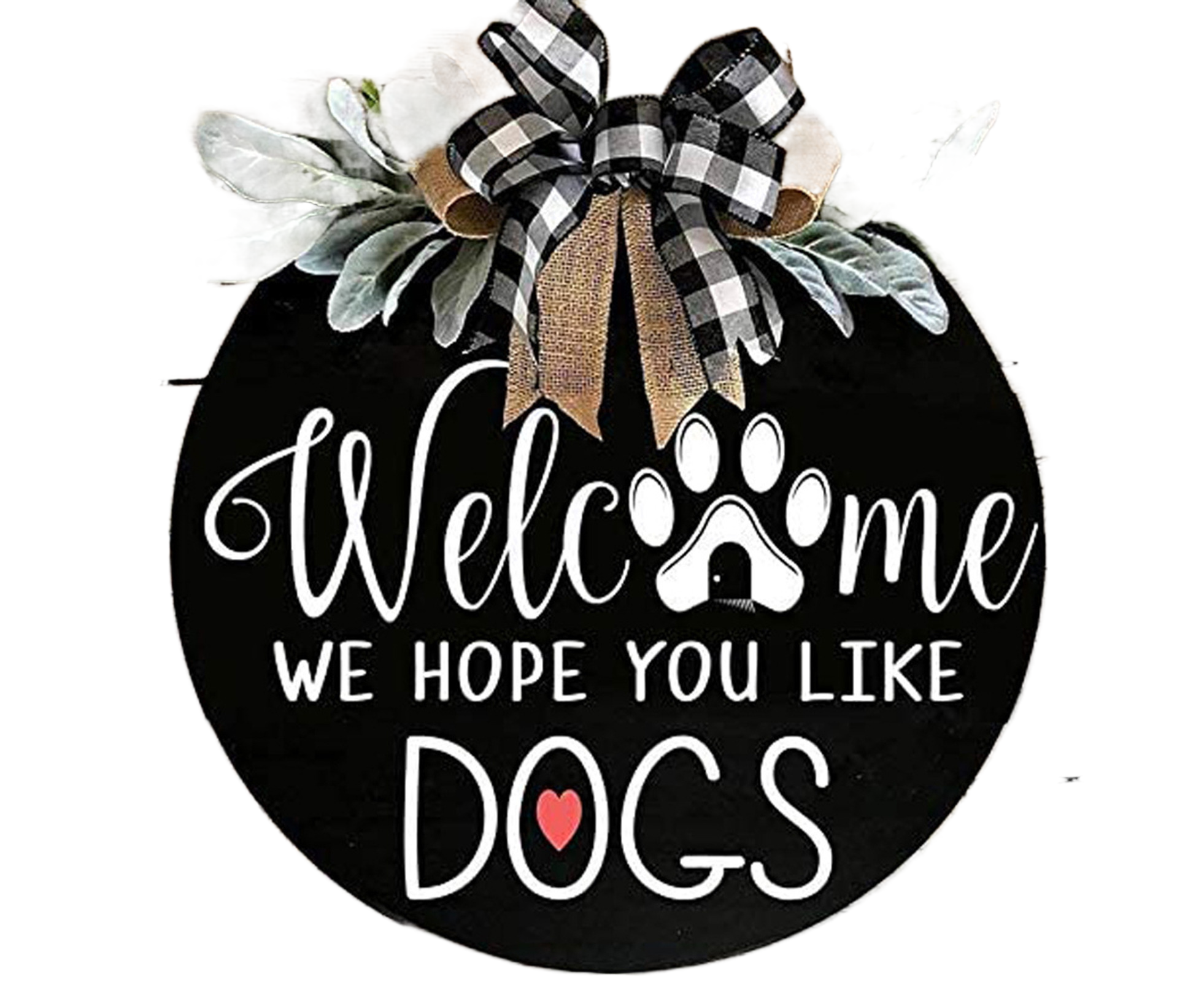 Door Sign Long Lasting Multifunctional Round Welcome Hanging Home Sign for Home-Black - Image 1