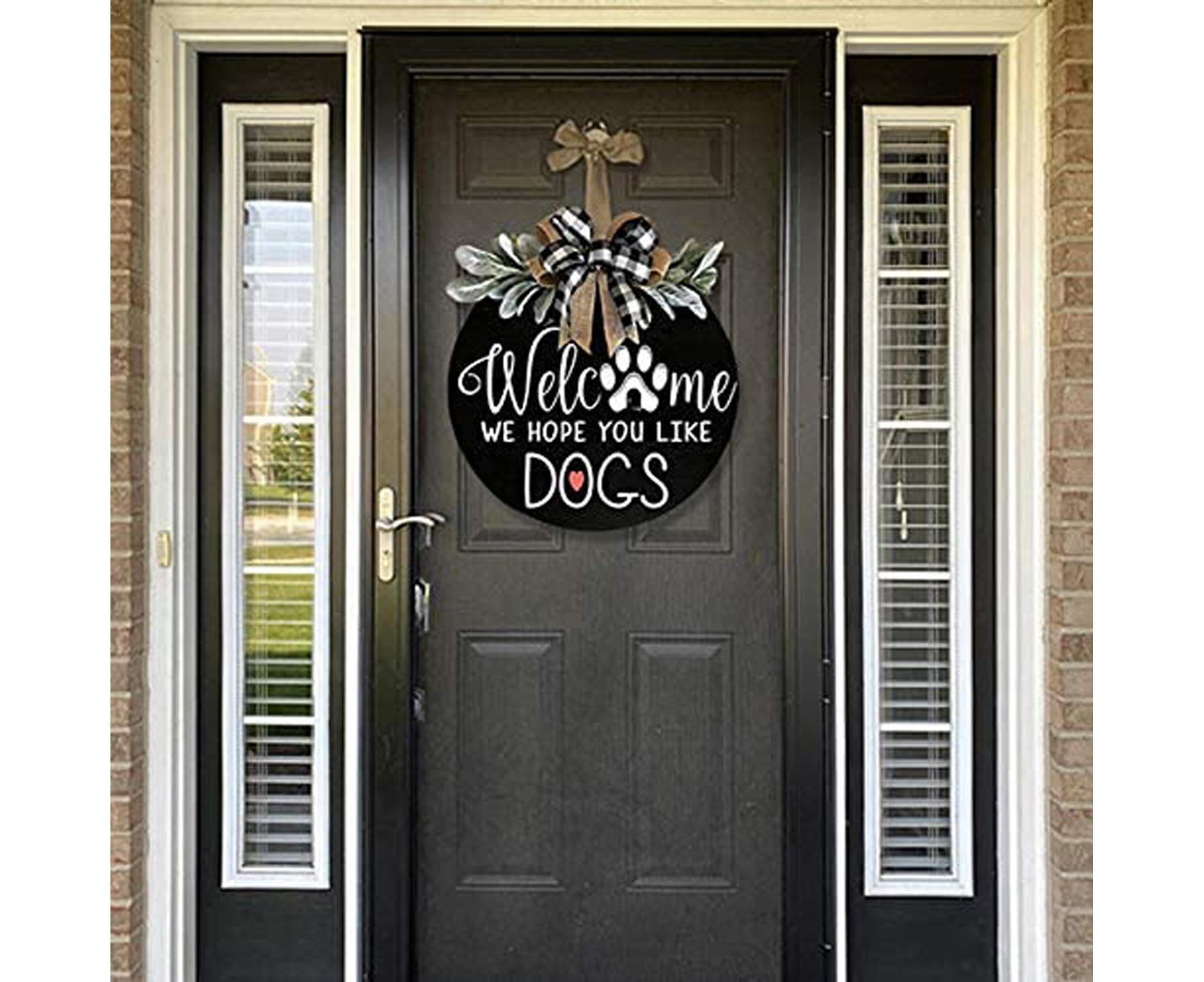 Door Sign Long Lasting Multifunctional Round Welcome Hanging Home Sign for Home-Black - Image 3