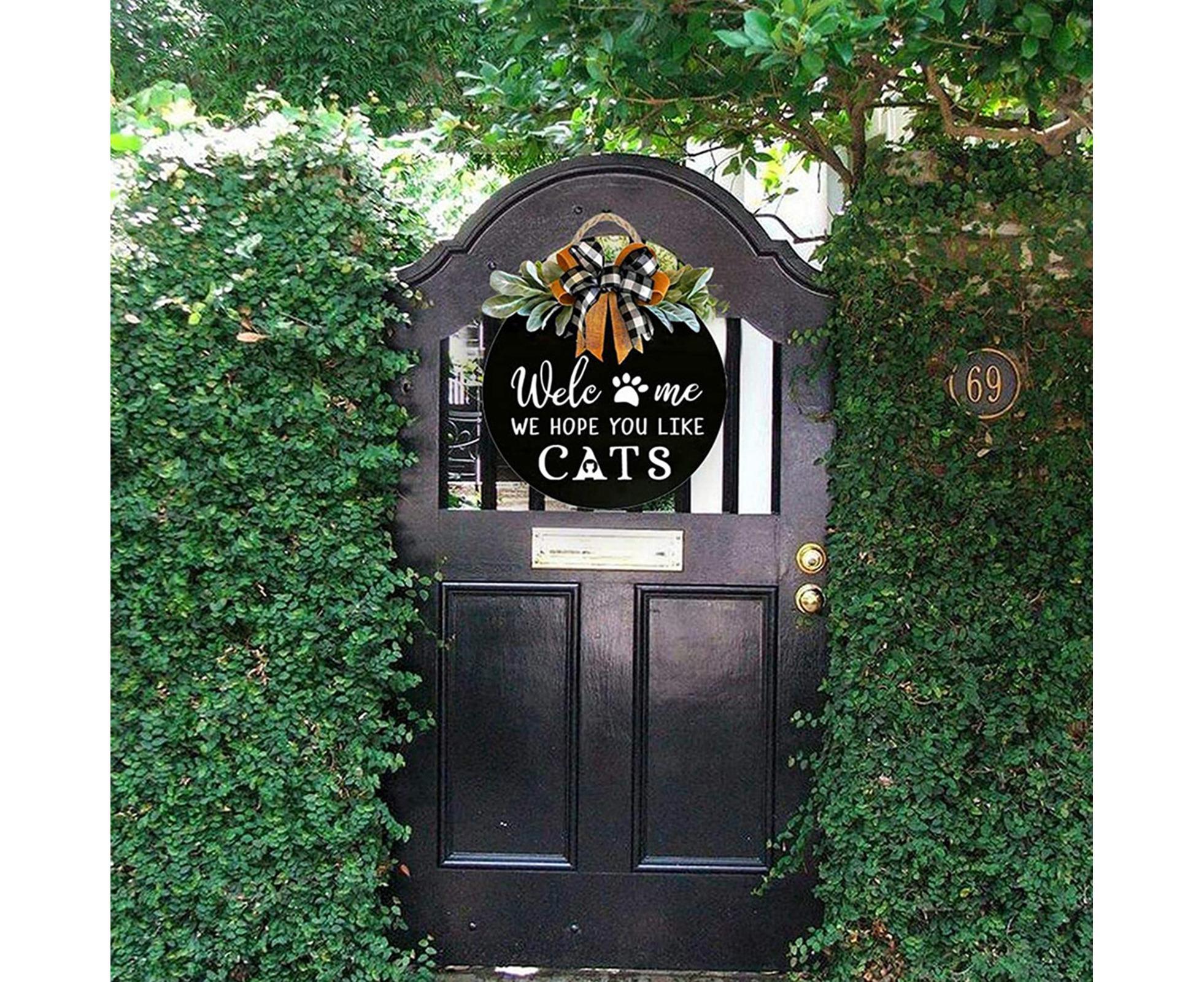 Door Sign Long Lasting Multifunctional Round Welcome Hanging Home Sign for Home-Black - Image 5