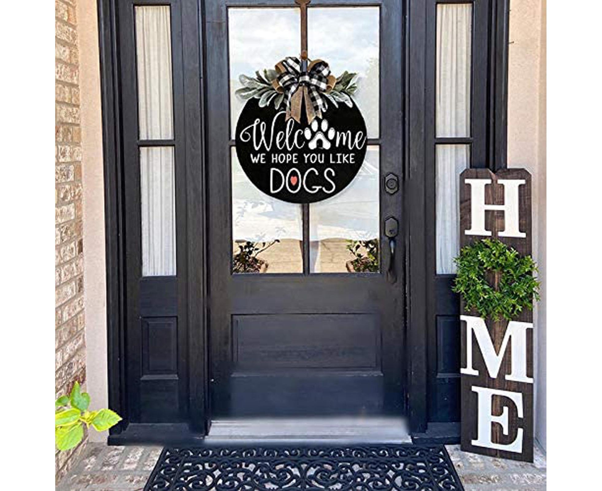 Door Sign Long Lasting Multifunctional Round Welcome Hanging Home Sign for Home-Black - Image 7