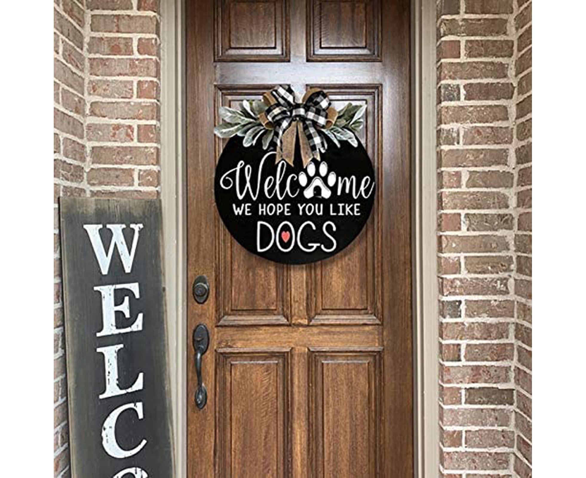 Door Sign Long Lasting Multifunctional Round Welcome Hanging Home Sign for Home-Black - Image 8