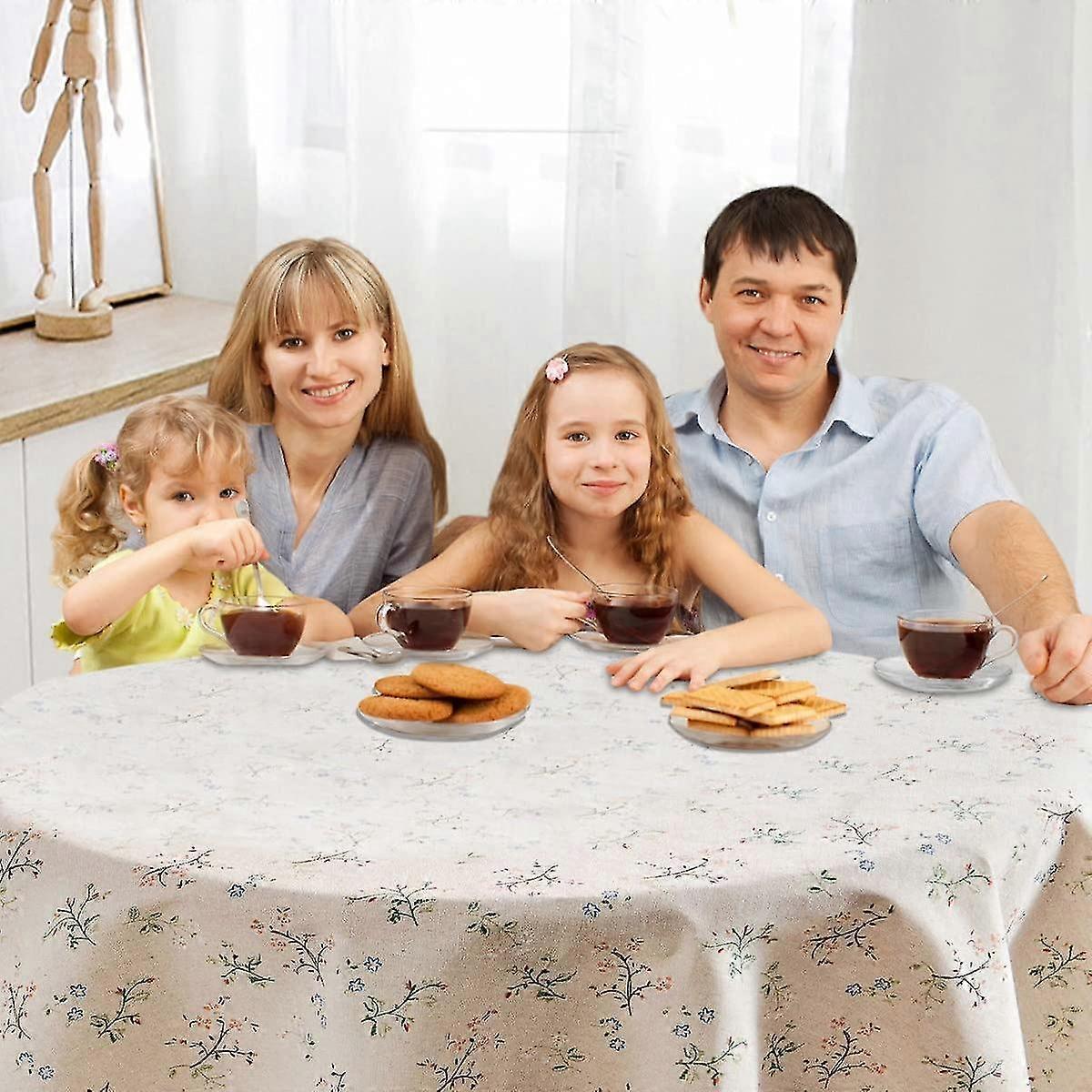 150cm Floral Printed Cotton Linen Round Tablecloth, Washable Fringed Round Table Cloth, Small Round Stain Proof Tablecloth Decorate Used For Dining Table - Image 5