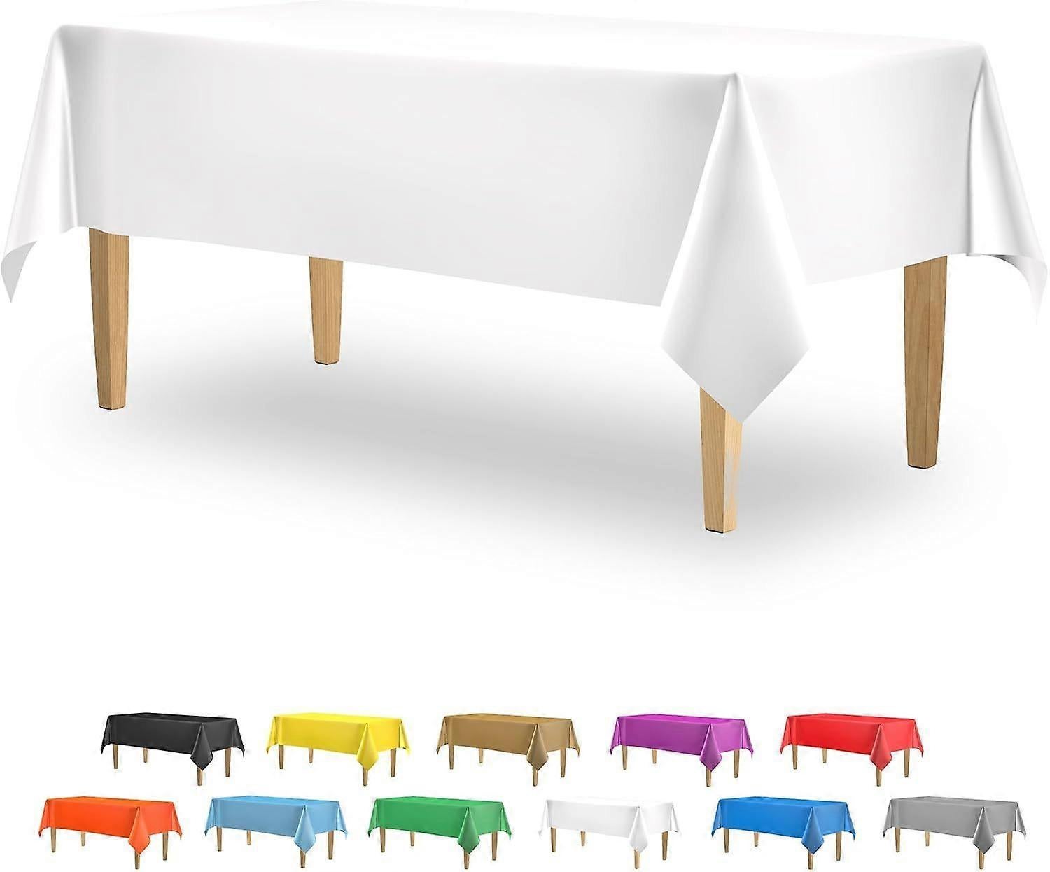 5 Pack Premium White Plastic Tablecloth - 108 x 54 in - Image 1