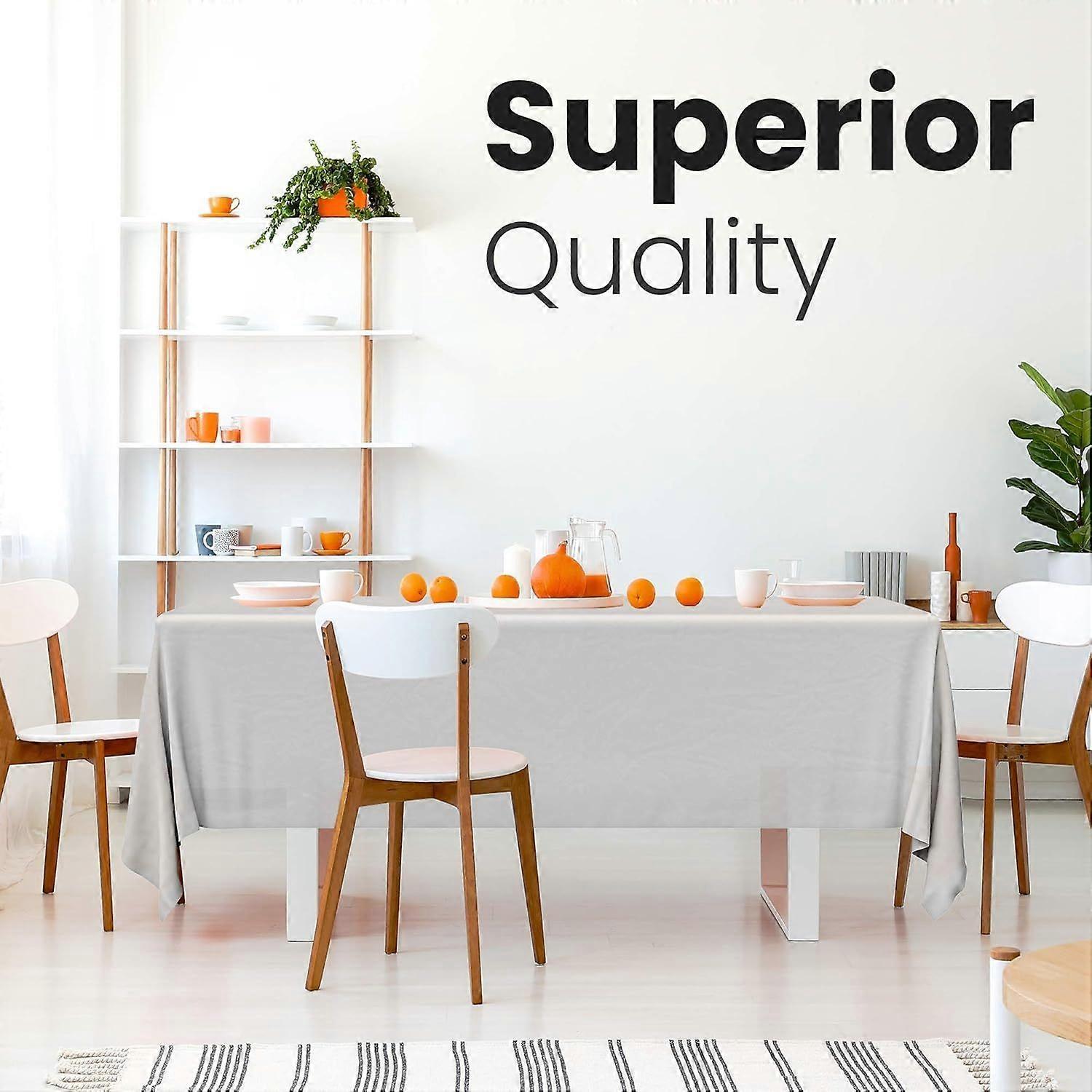 5 Pack Premium White Plastic Tablecloth - 108 x 54 in - Image 2