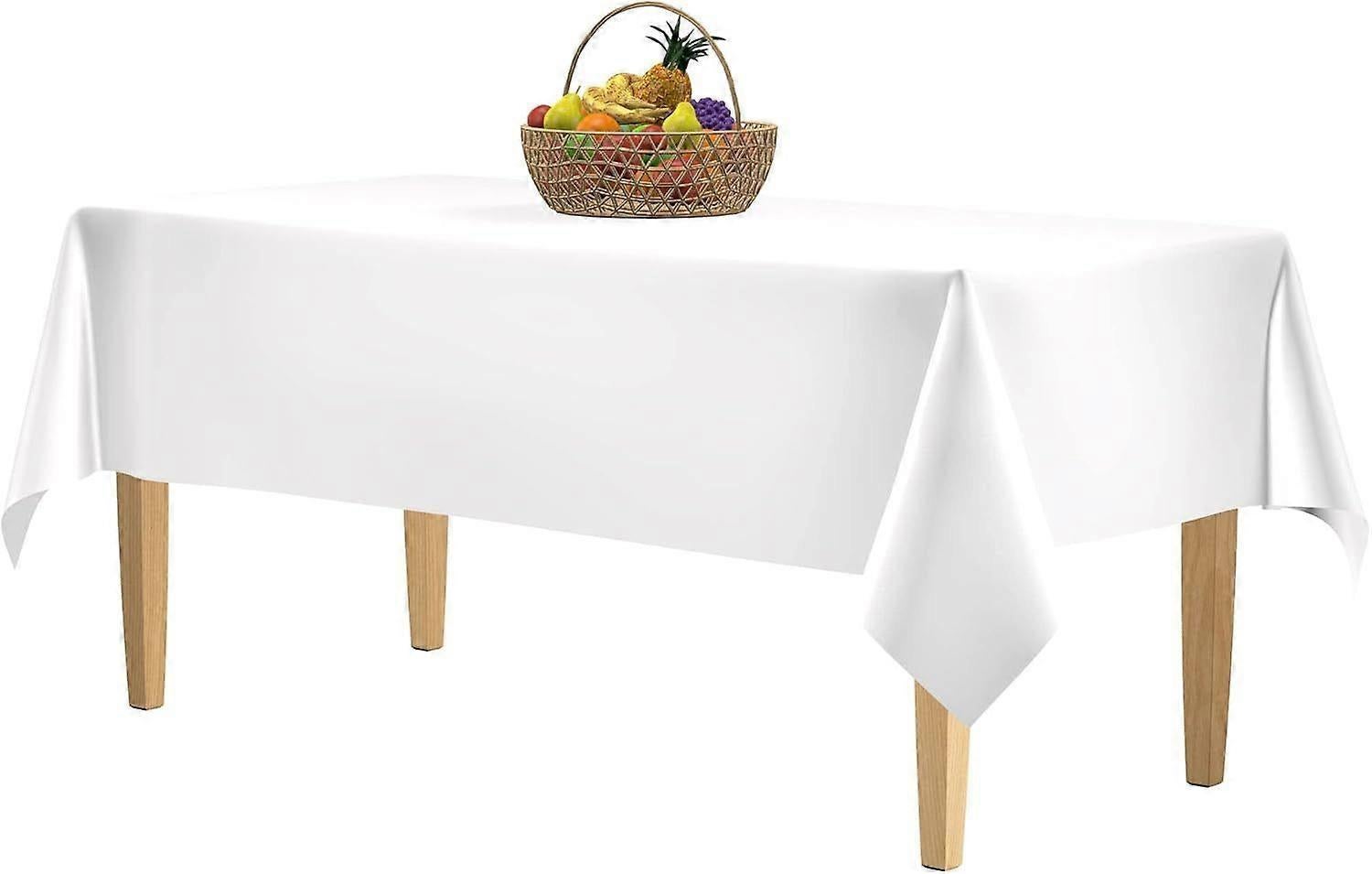 5 Pack Premium White Plastic Tablecloth - 108 x 54 in - Image 5