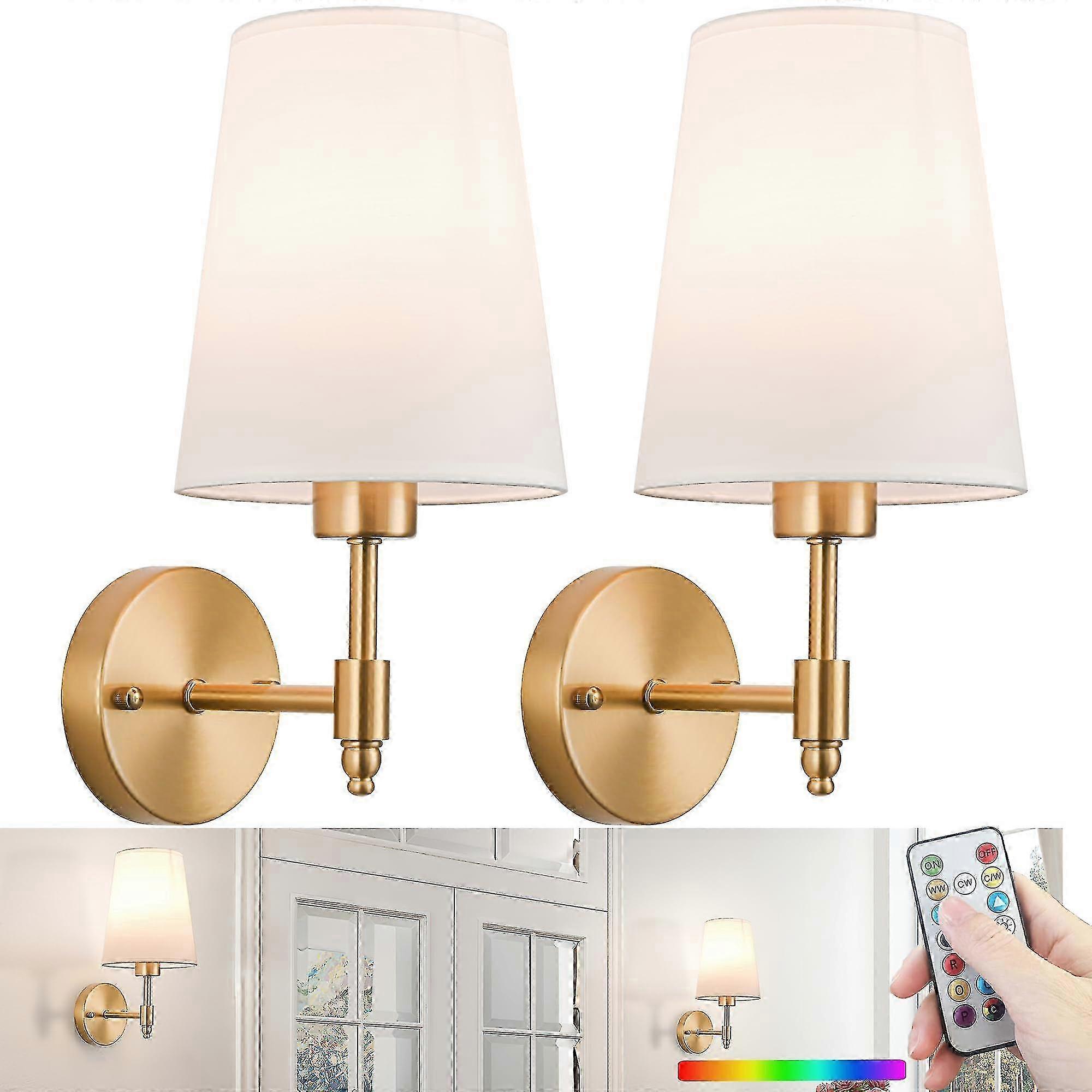 Battery Operated Wall Sconces Set of 2, Rechargeable Cordless LED Lights - Image 1