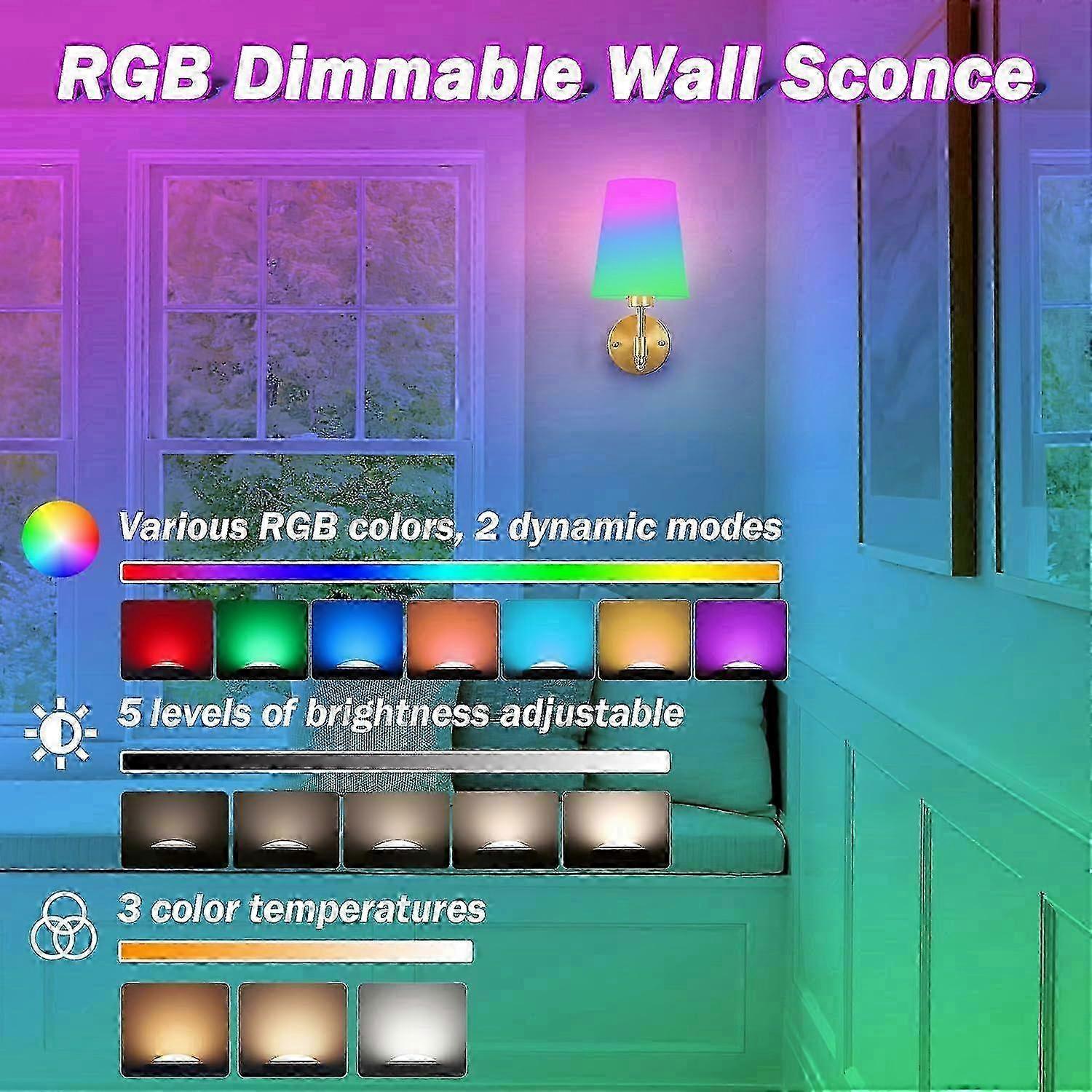 Battery Operated Wall Sconces Set of 2, Rechargeable Cordless LED Lights - Image 2