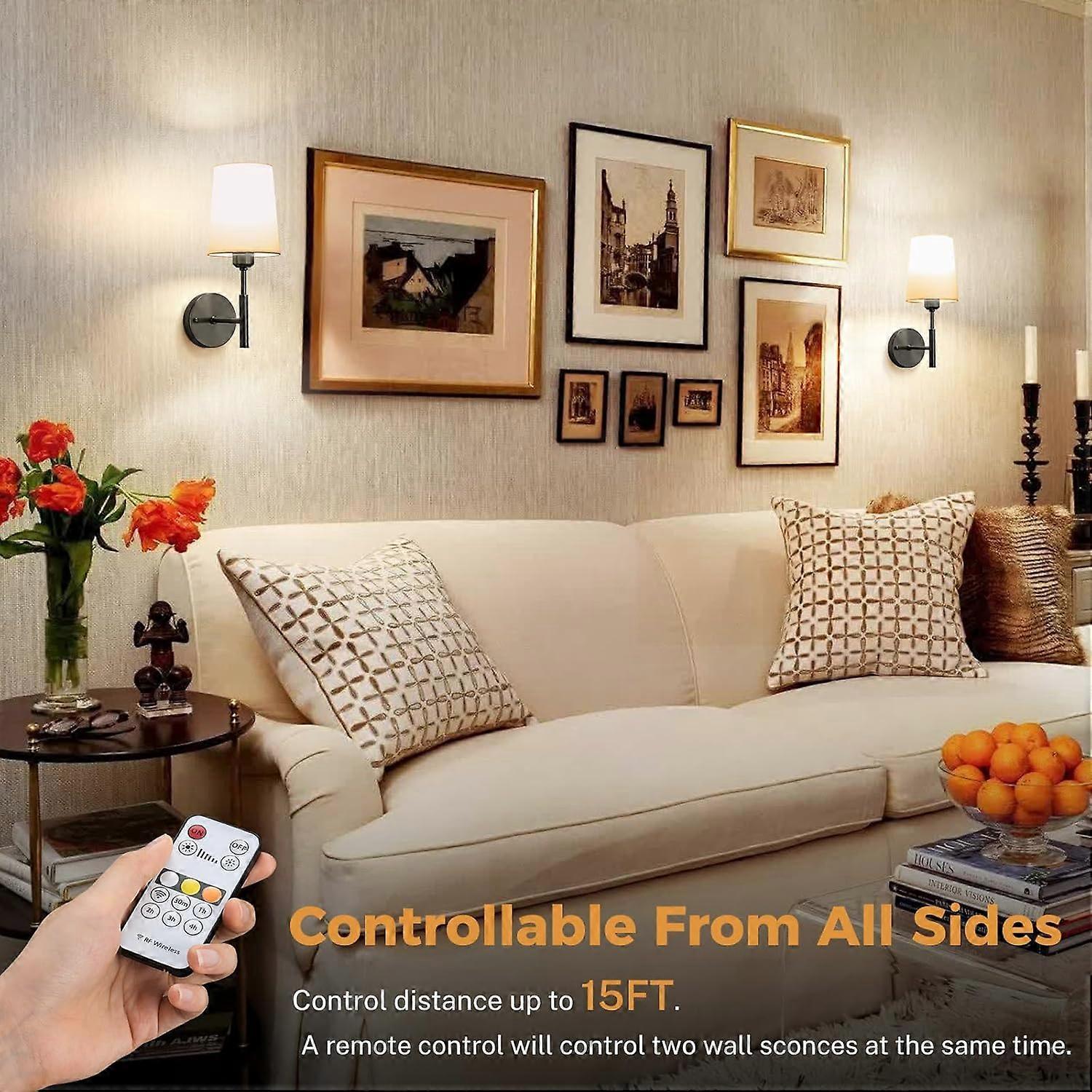 Battery Operated Wall Sconce Set of 2, LED, 13000mAh Rechargeable, Remote Dimmable - Image 5