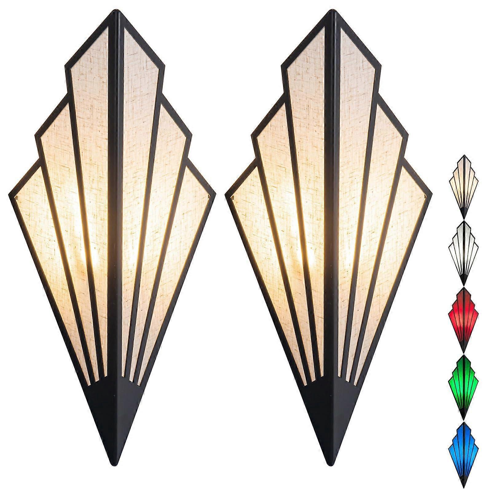 Battery Operated Wall Sconce Set of 2, RGB Wireless Lamp with Remote, Black - Image 1