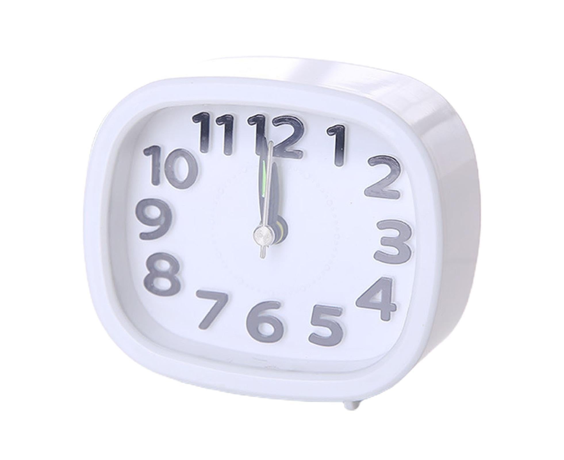 Table Clock Low Noise Multi-functional Round Small Bedside Analog Alarm Clock for Daily Use - White - Image 1